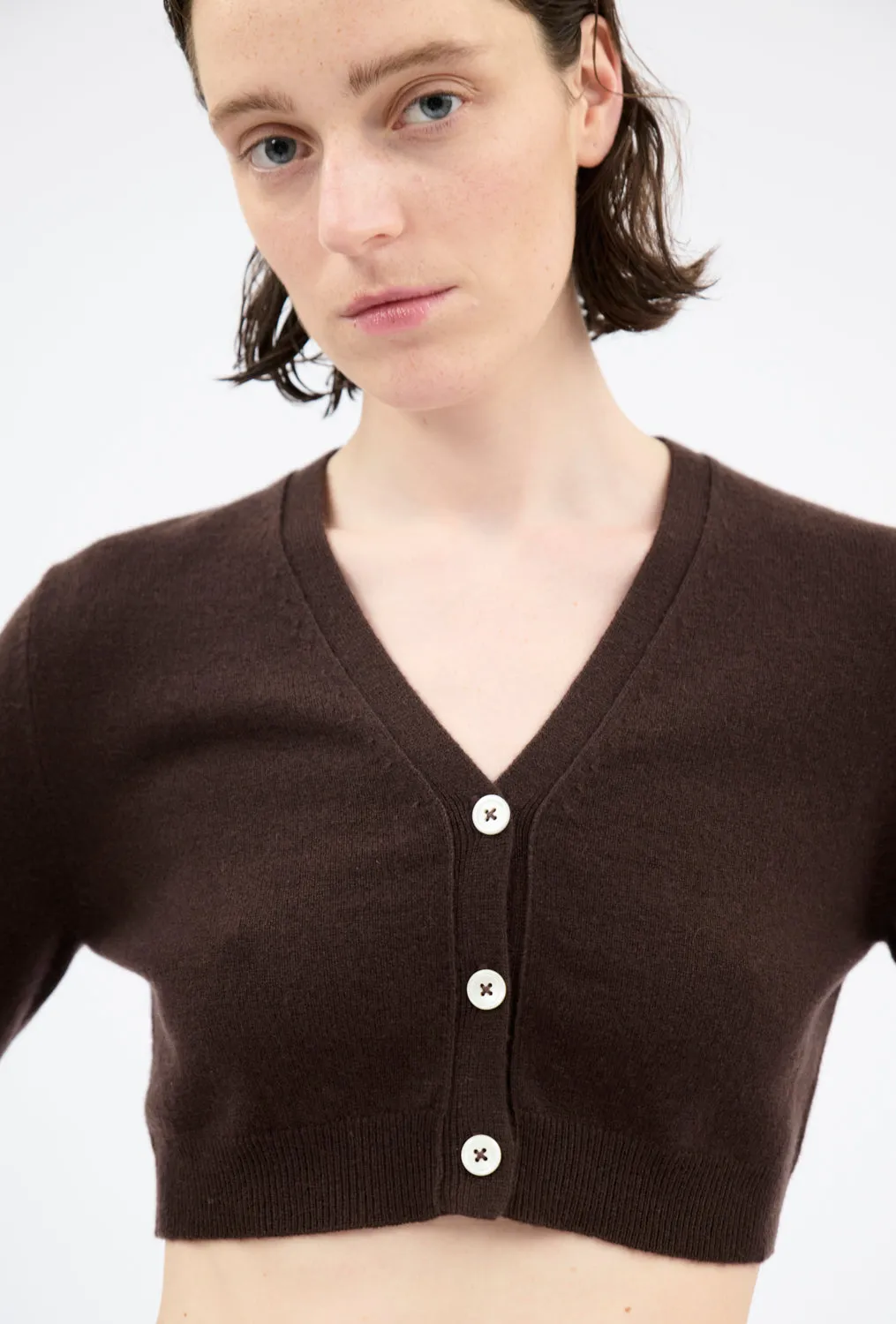 Light Cashmere Cardigan, Chocolate sold by ODEEH product image thumbnail 2