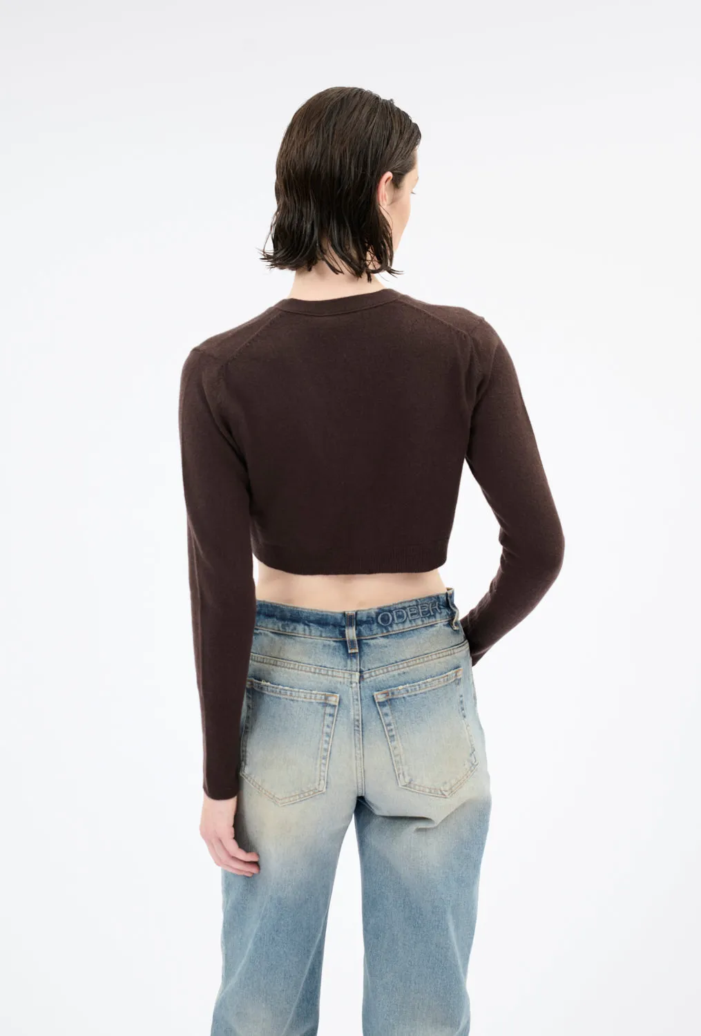 Light Cashmere Cardigan, Chocolate sold by ODEEH product image thumbnail 4