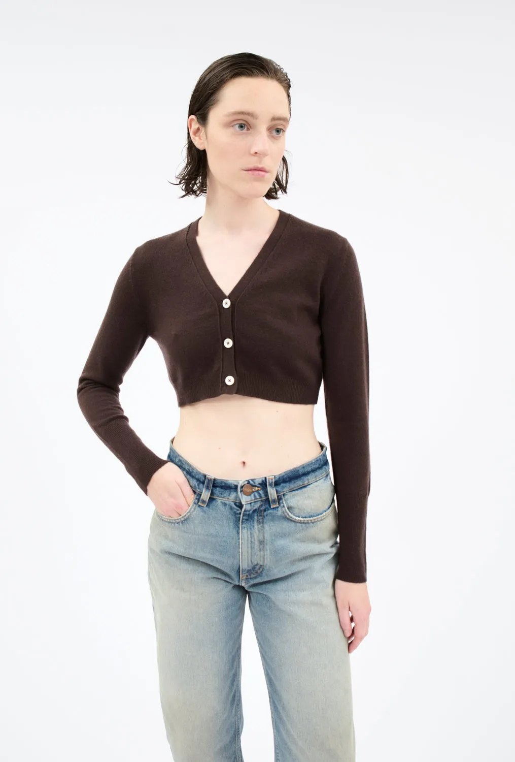 Light Cashmere Cardigan, Chocolate sold by ODEEH
