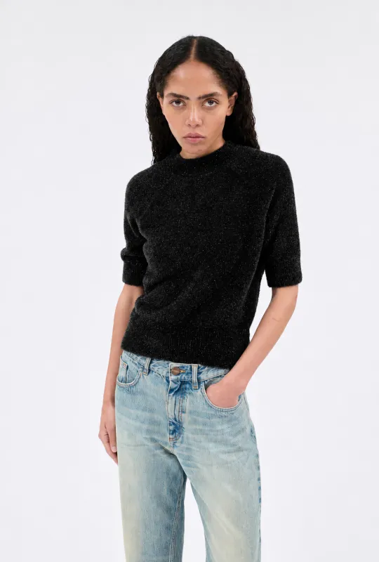 Lurex Knit Pullover, Jet Black made by ODEEH
