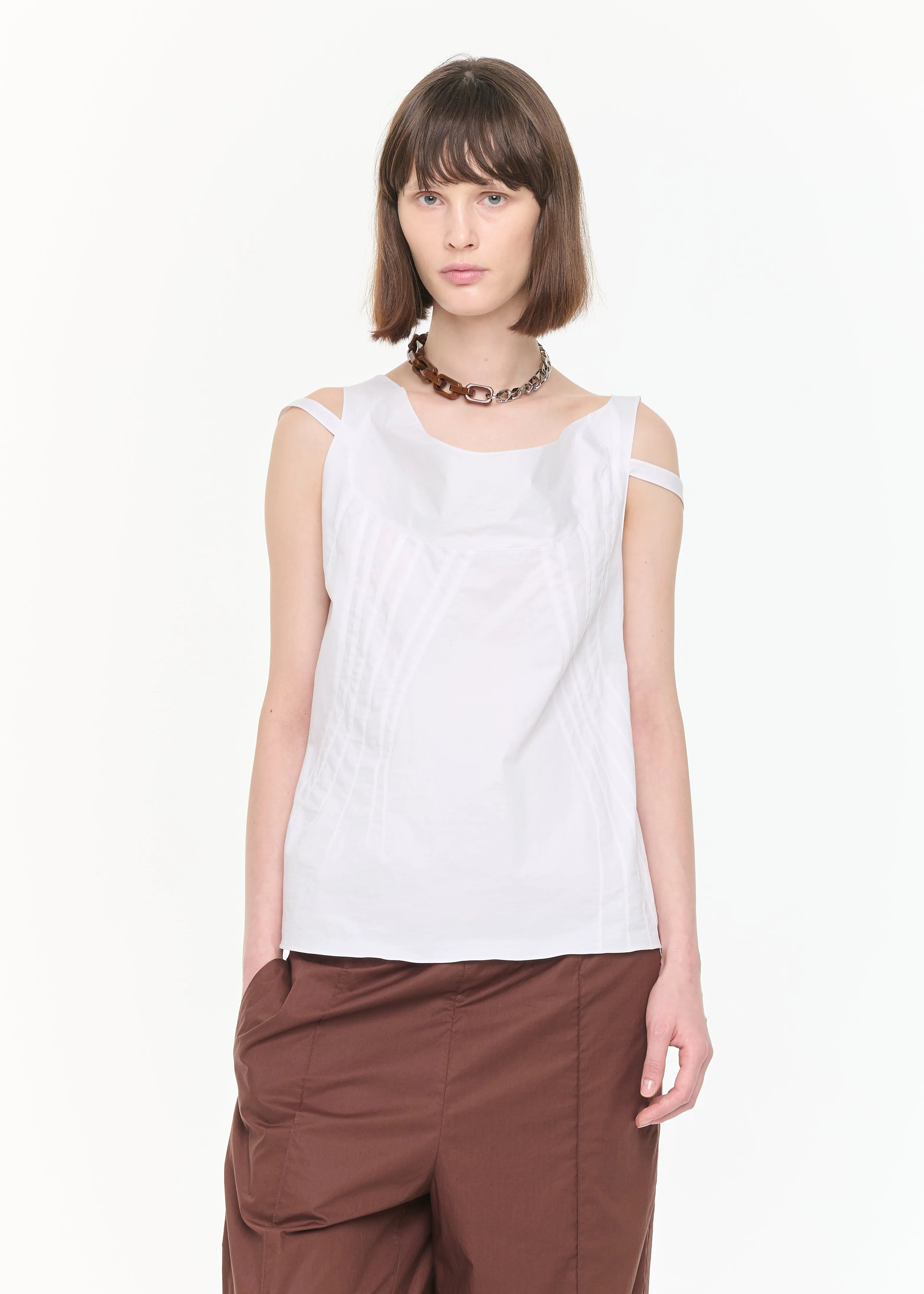 DRAPED NECKLINE WHITE TOP sold by Plan C product image thumbnail 3