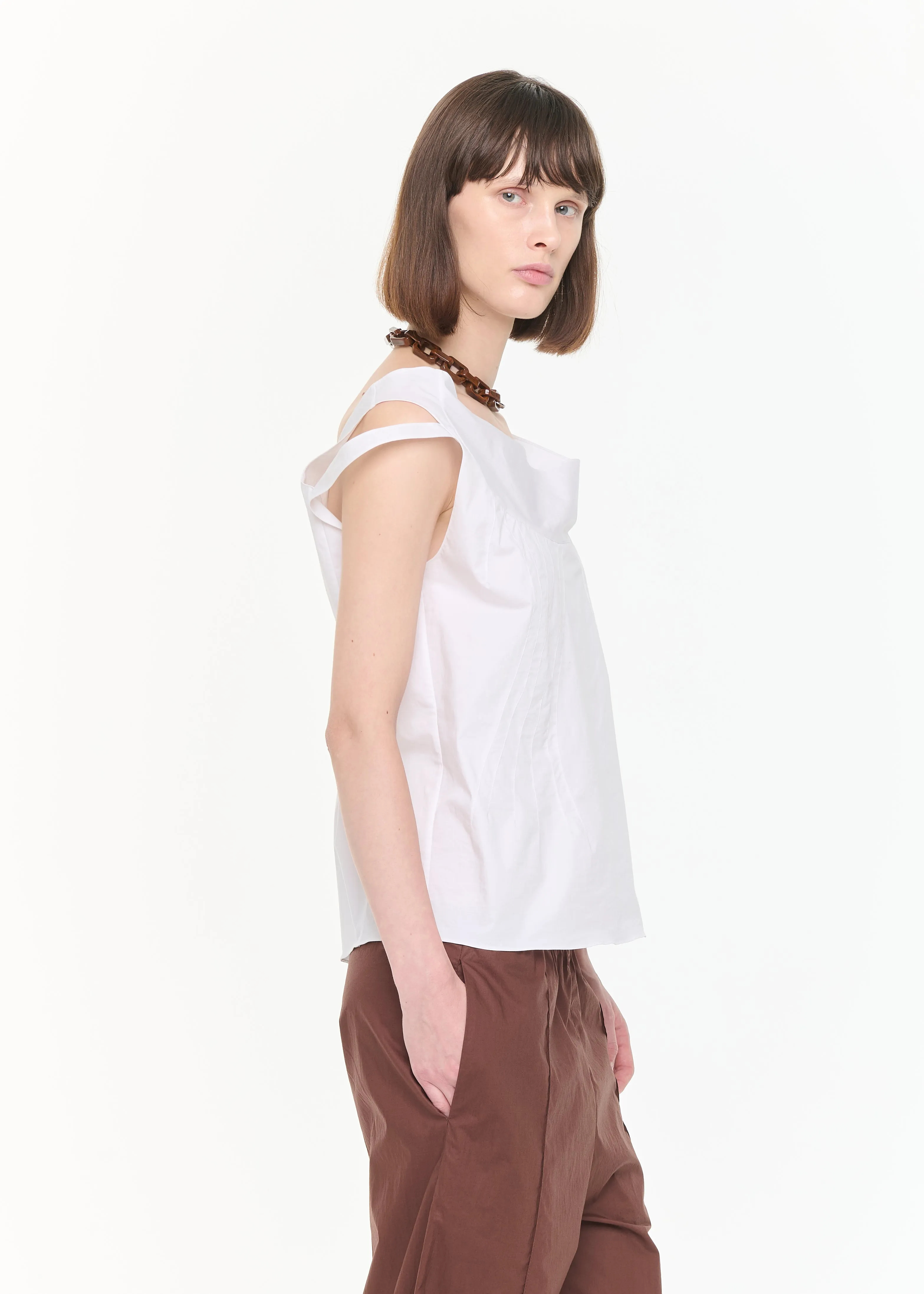 DRAPED NECKLINE WHITE TOP sold by Plan C product image thumbnail 4