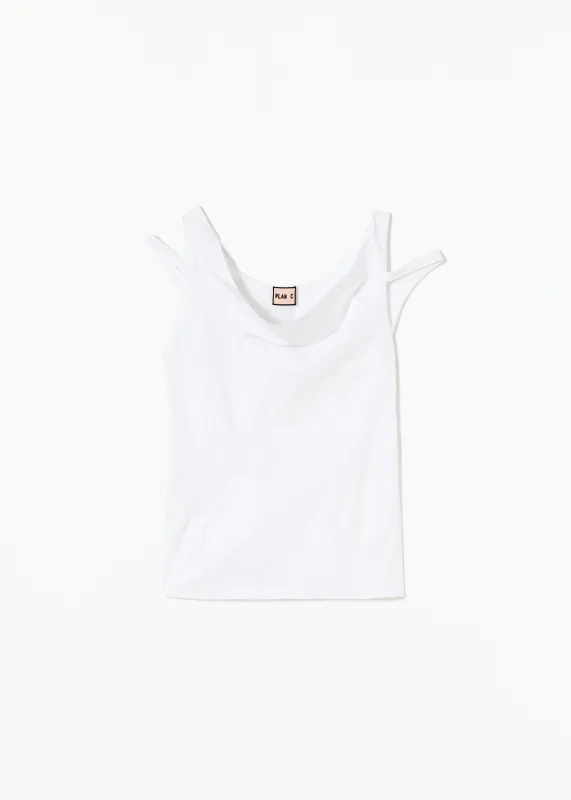 DRAPED NECKLINE WHITE TOP made by Plan C