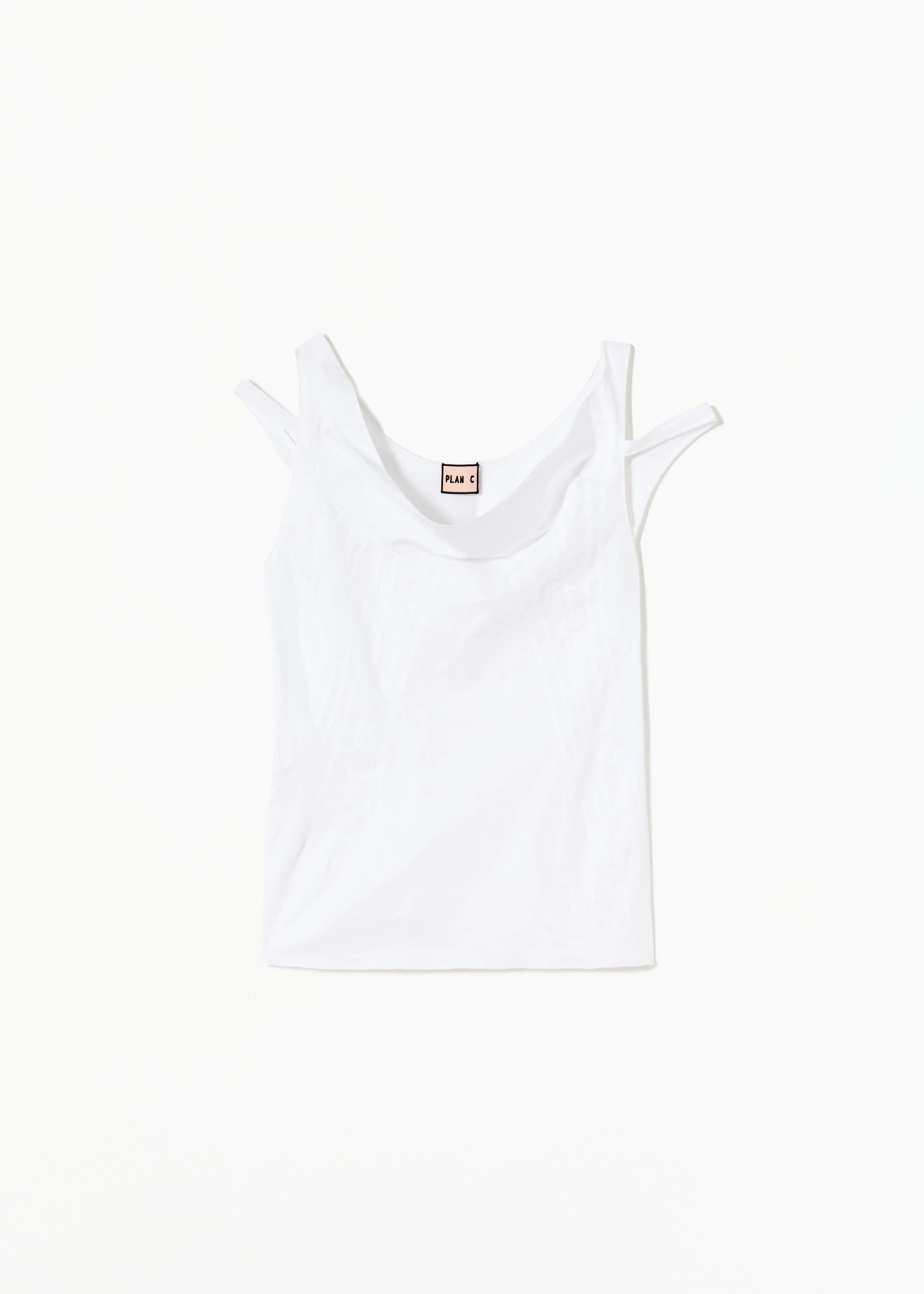 DRAPED NECKLINE WHITE TOP sold by Plan C