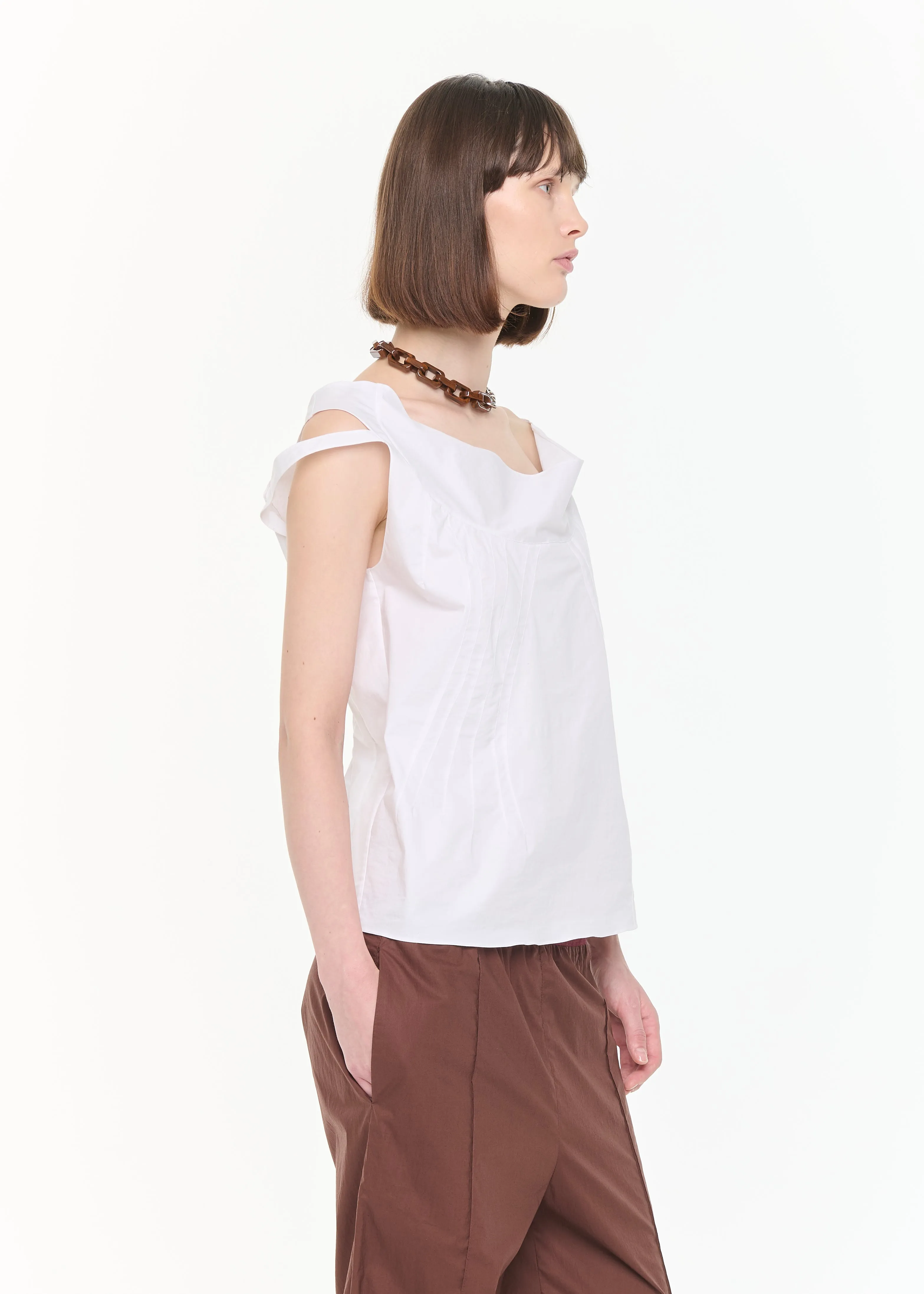 DRAPED NECKLINE WHITE TOP sold by Plan C product image thumbnail 5