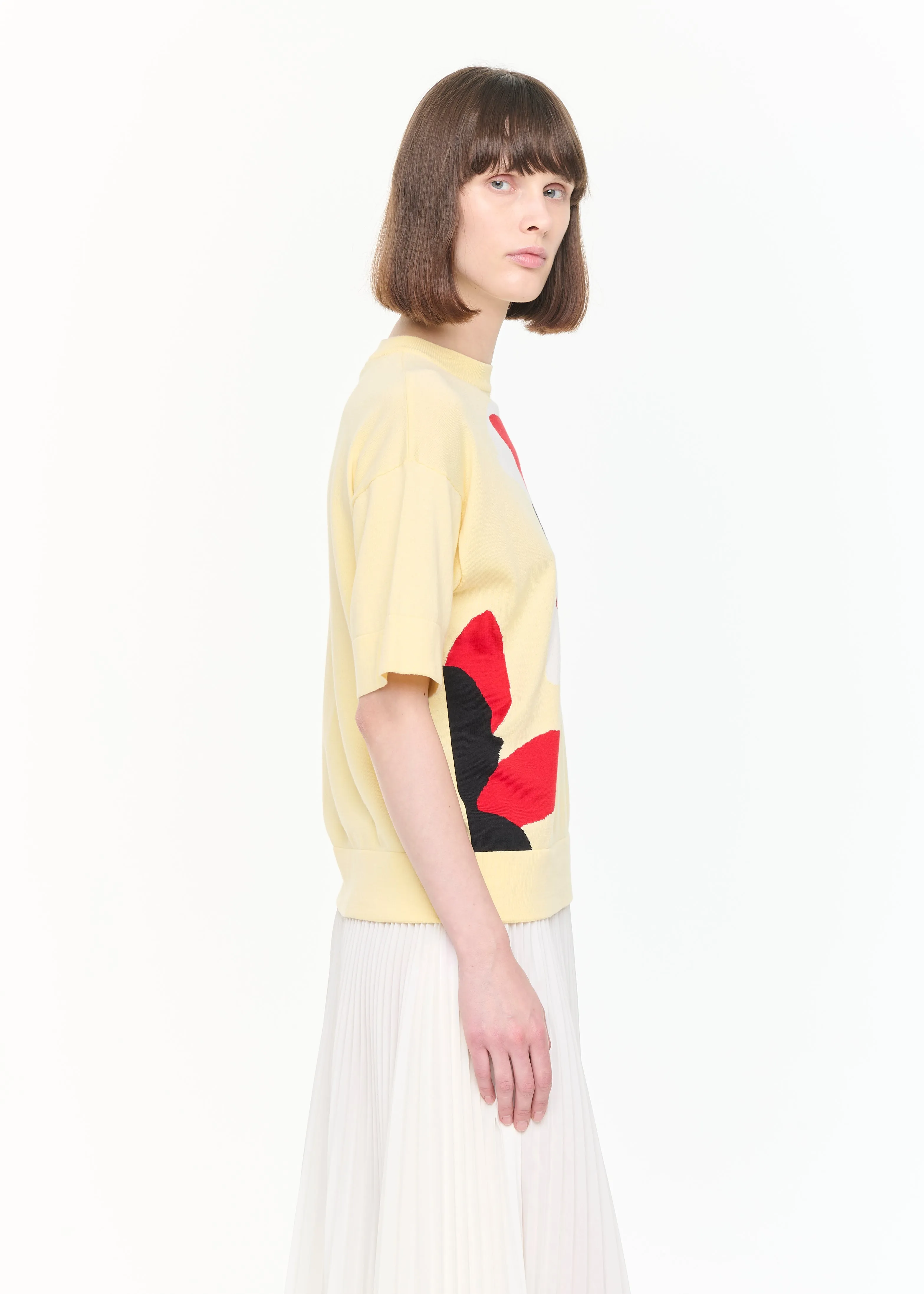 YELLOW FLORAL INTARSIA SHORT SLEEVE KNIT sold by Plan C product image thumbnail 5