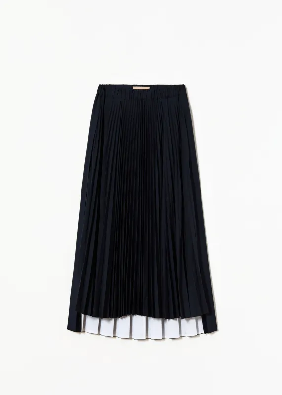 BLUE BLACK PLEATED MIDI SKIRT sold by Plan C