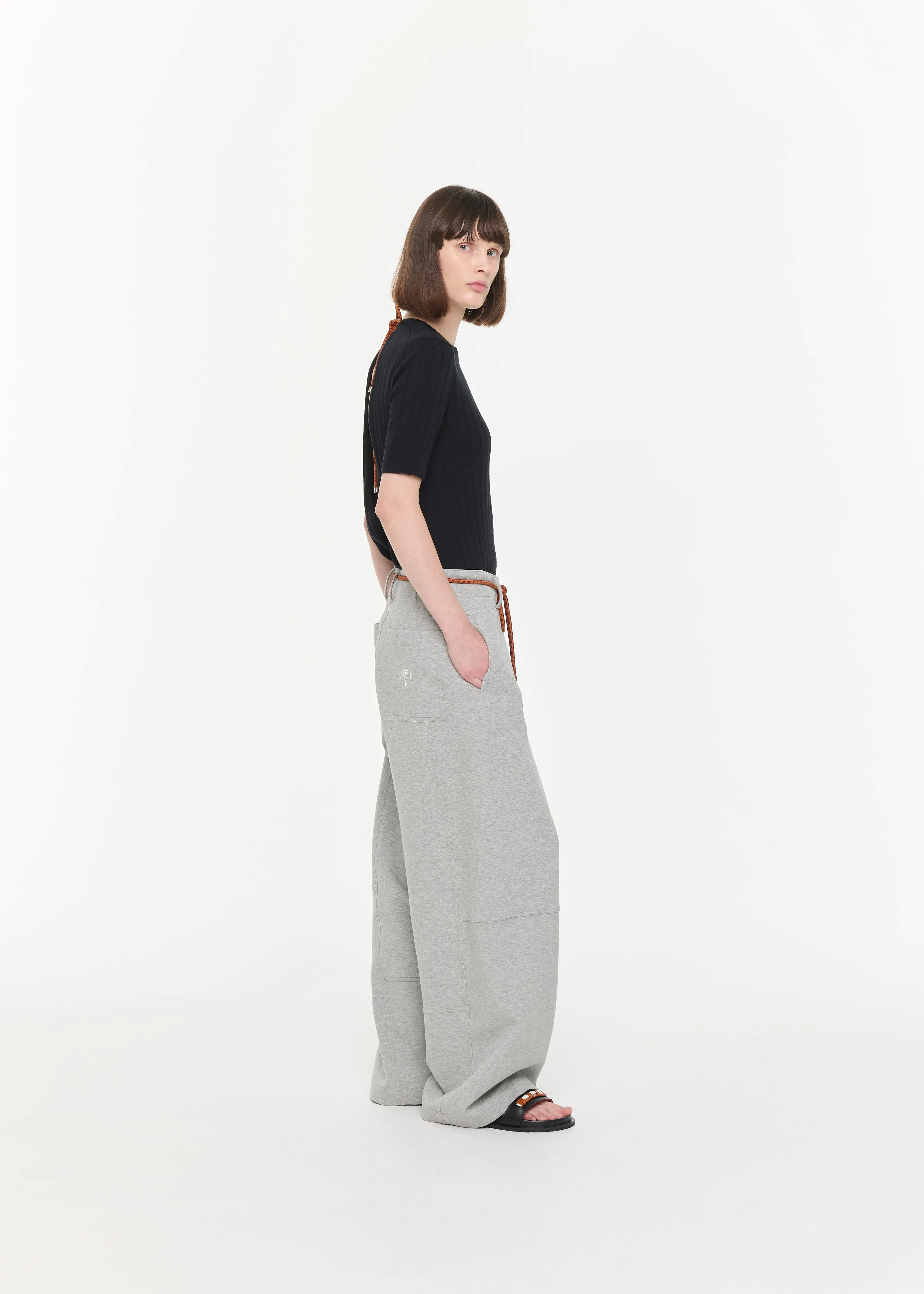 WIDE LEG MELANGE PANTS sold by Plan C product image thumbnail 4
