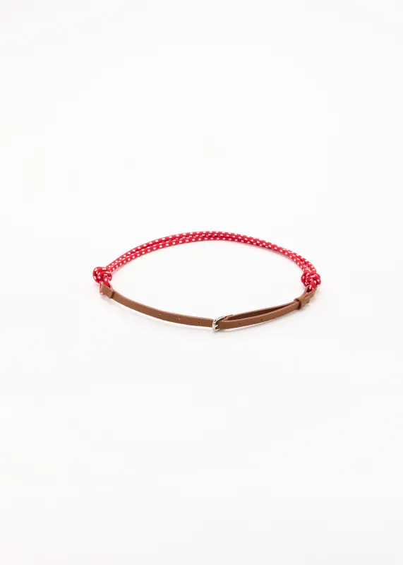 RED BRAIDED LANYARD AND LEATHER BELT made by Plan C