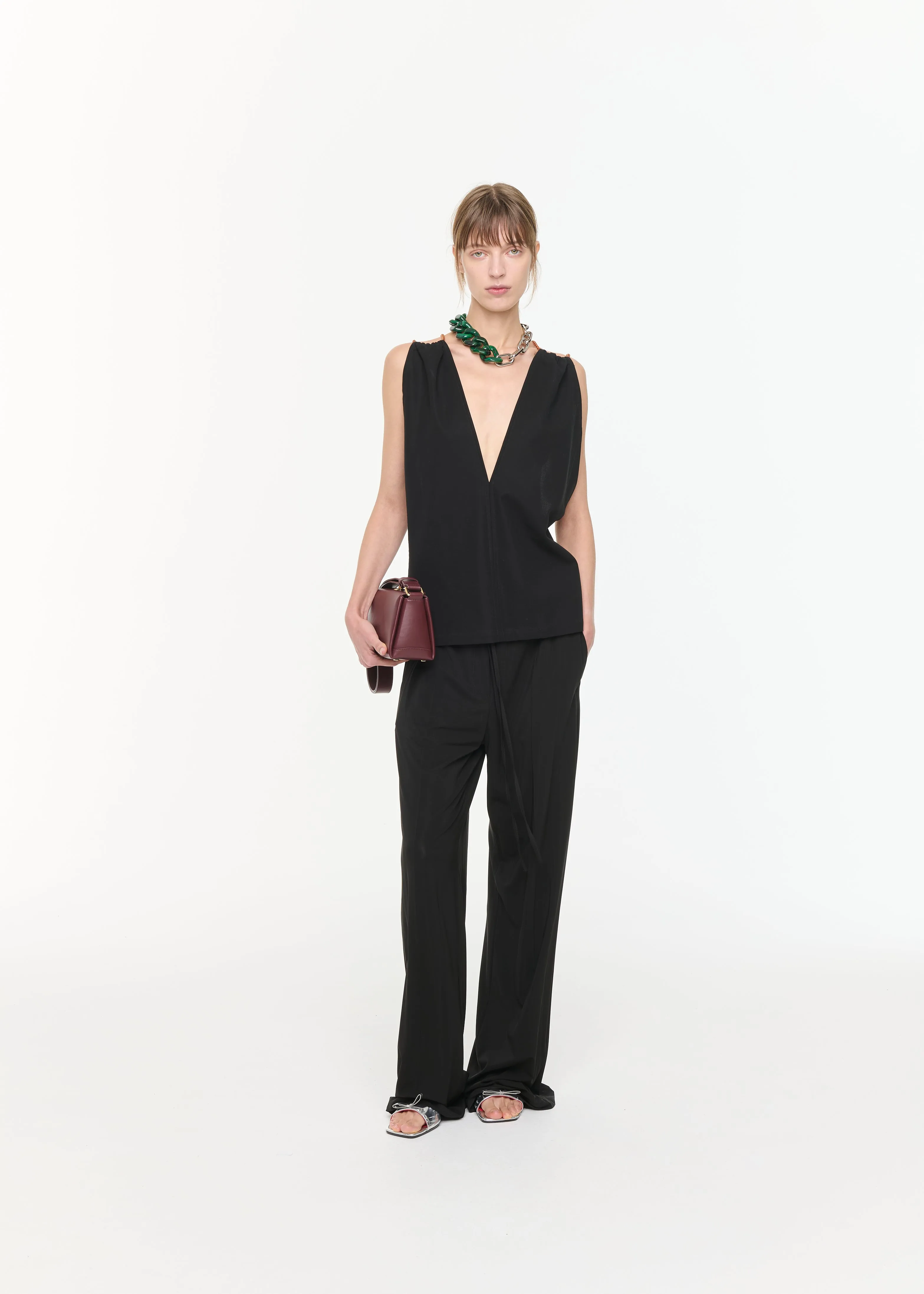 V-NECK CREPE TOP sold by Plan C product image thumbnail 2