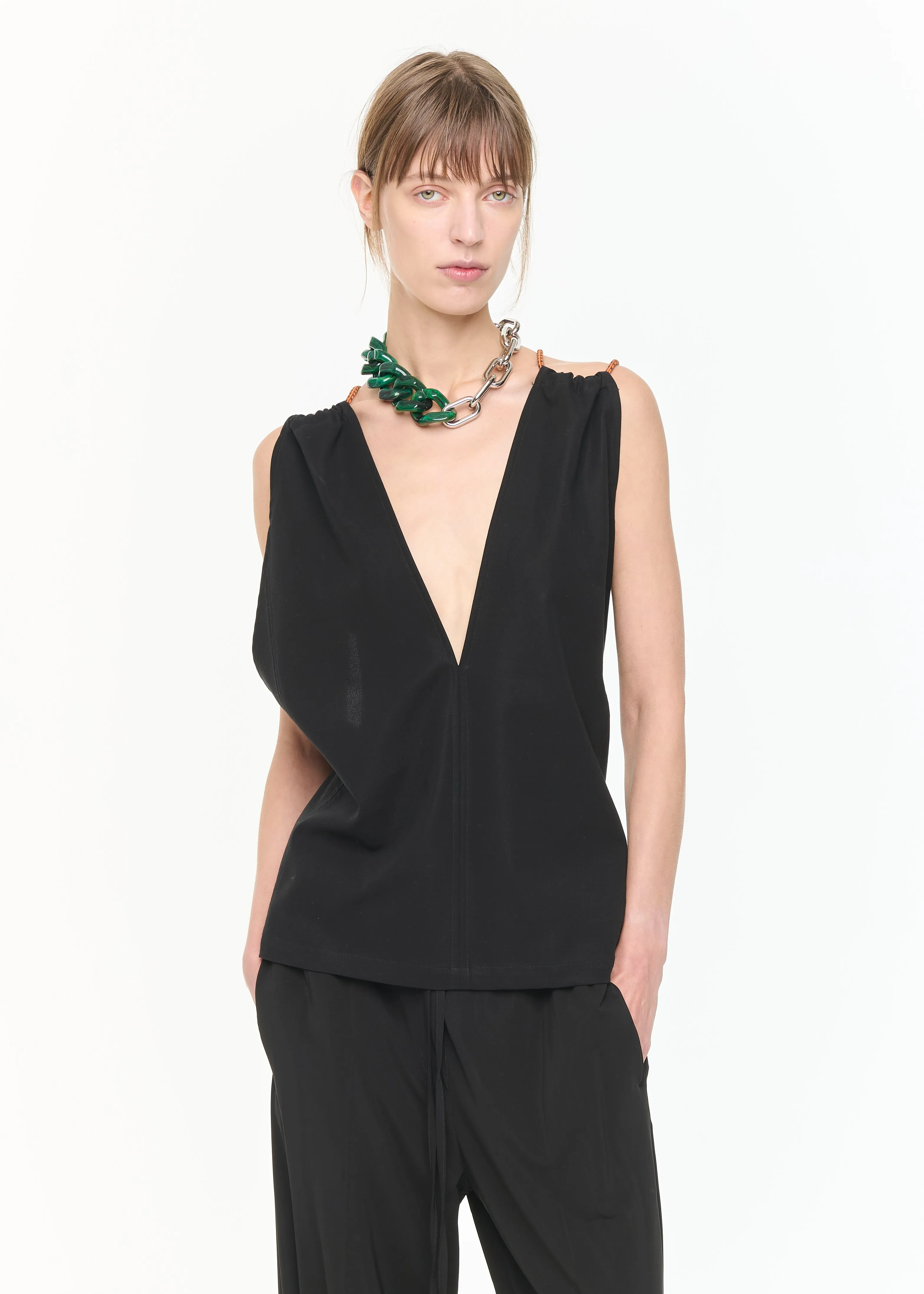 V-NECK CREPE TOP sold by Plan C product image thumbnail 3