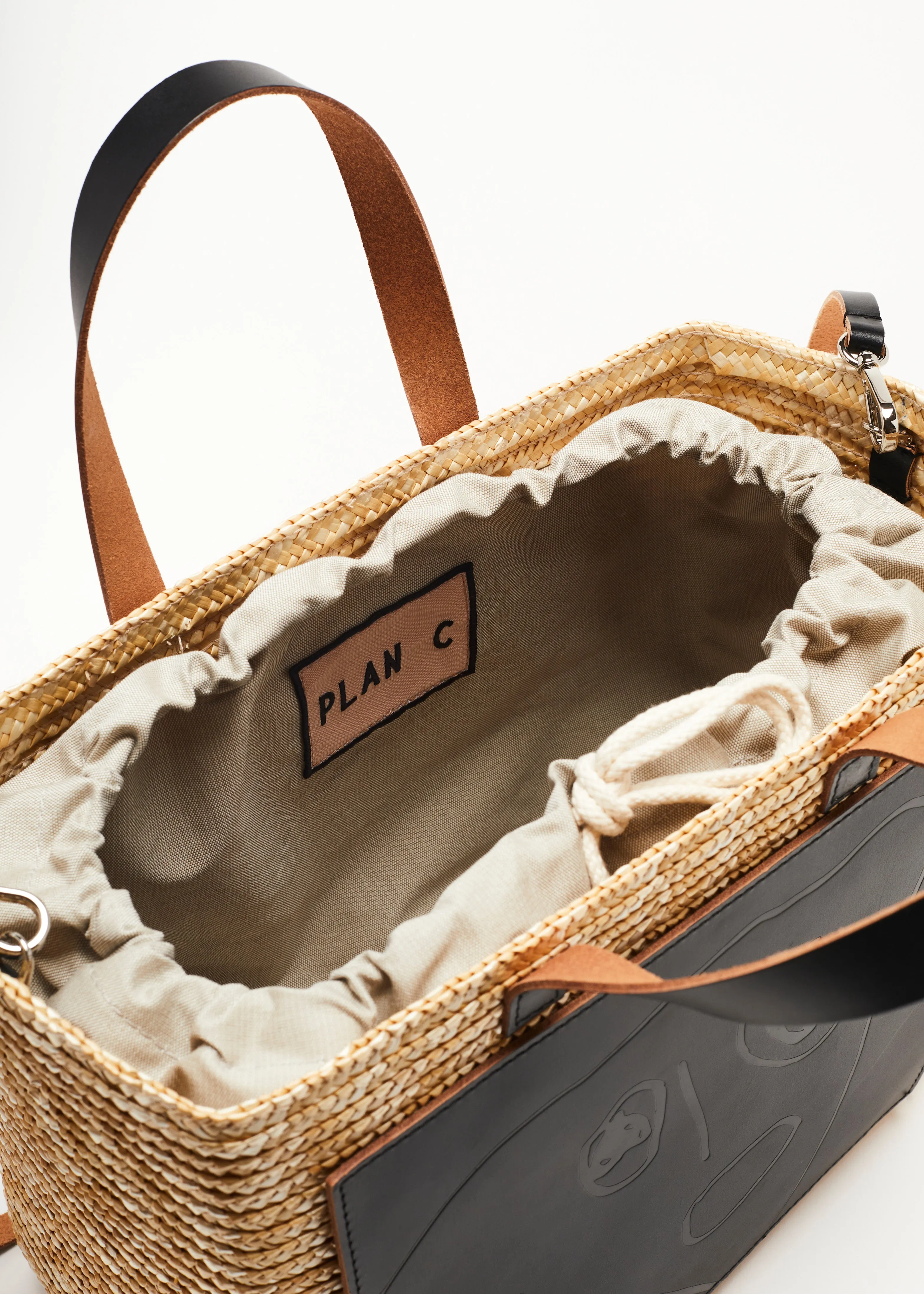 HANDMADE "PILI AND BIANCA" MEDIUM FLORENTINE STRAW BAG sold by Plan C product image thumbnail 2