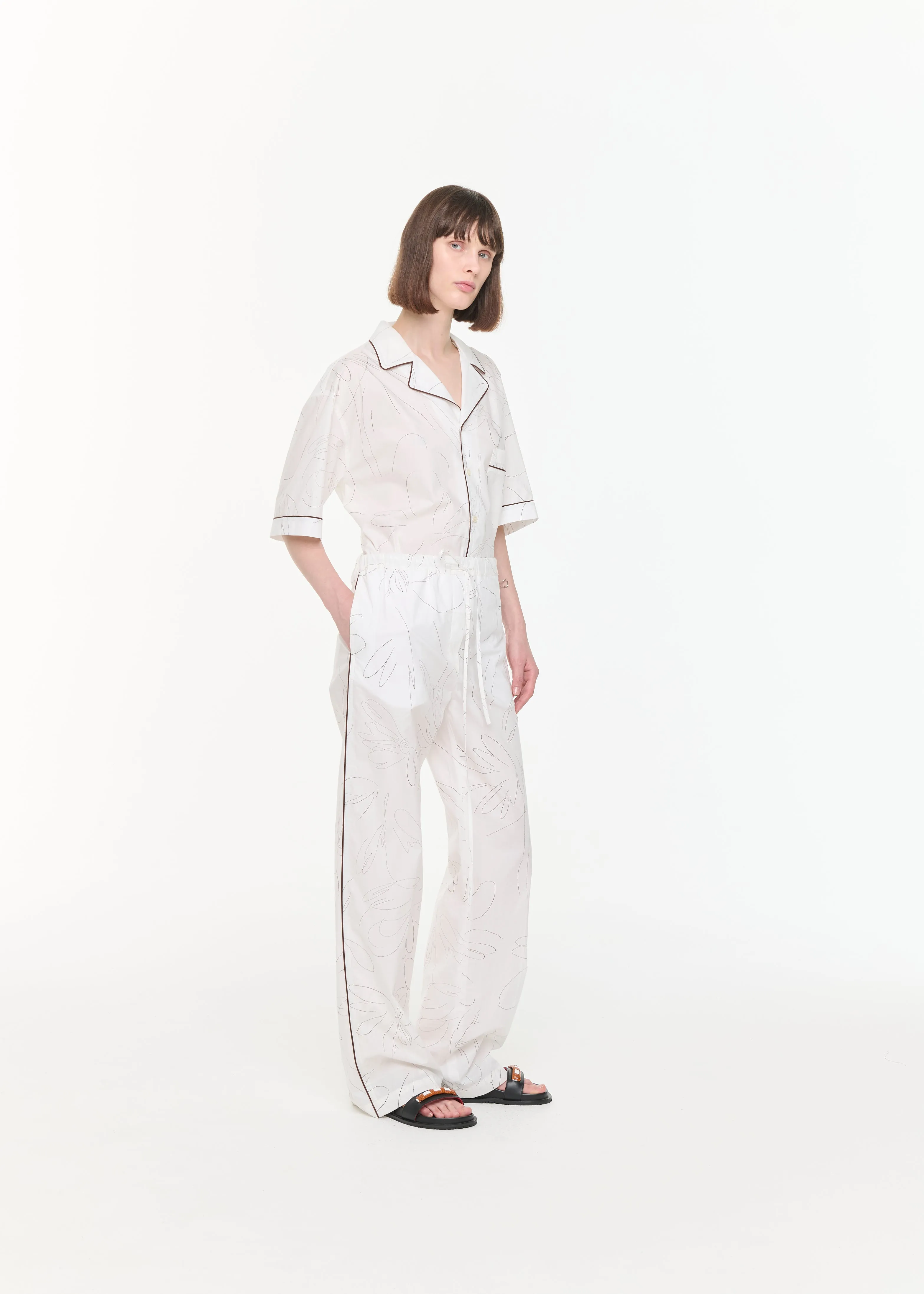 WHITE FLORAL COTTON PANTS sold by Plan C product image thumbnail 4