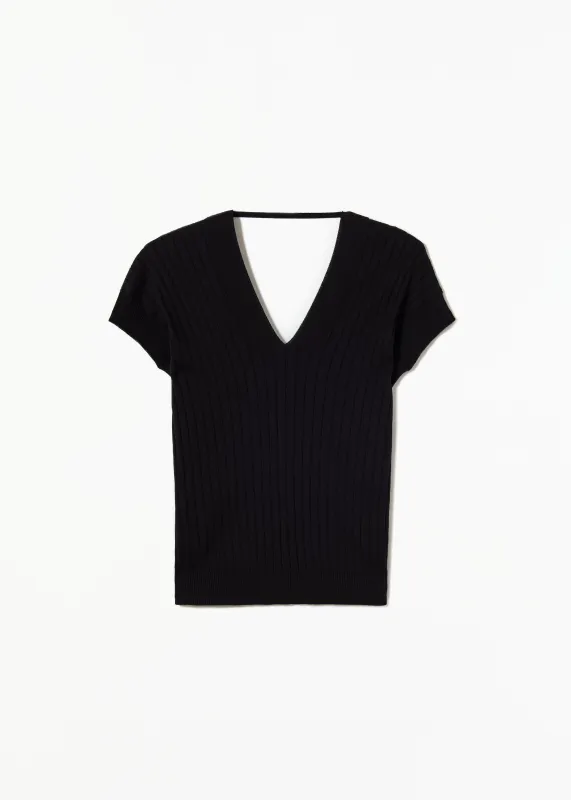 V-NECK-RIBBED-KNIT made by Plan C