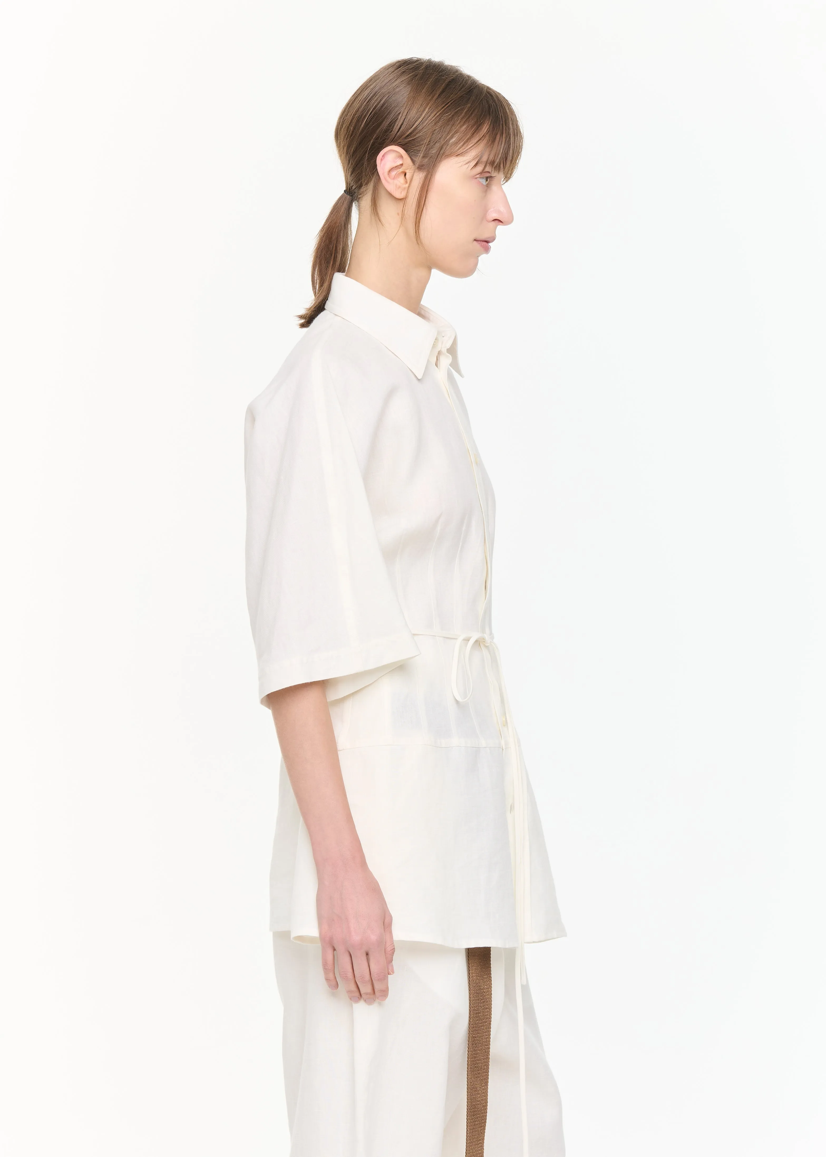 LINEN SHIRT WITH SELF TIE BELT sold by Plan C product image thumbnail 5