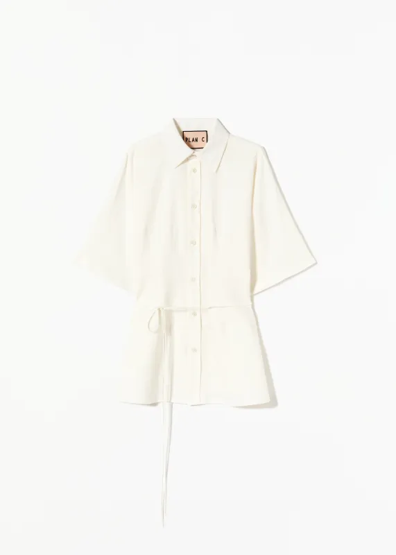 LINEN SHIRT WITH SELF TIE BELT made by Plan C