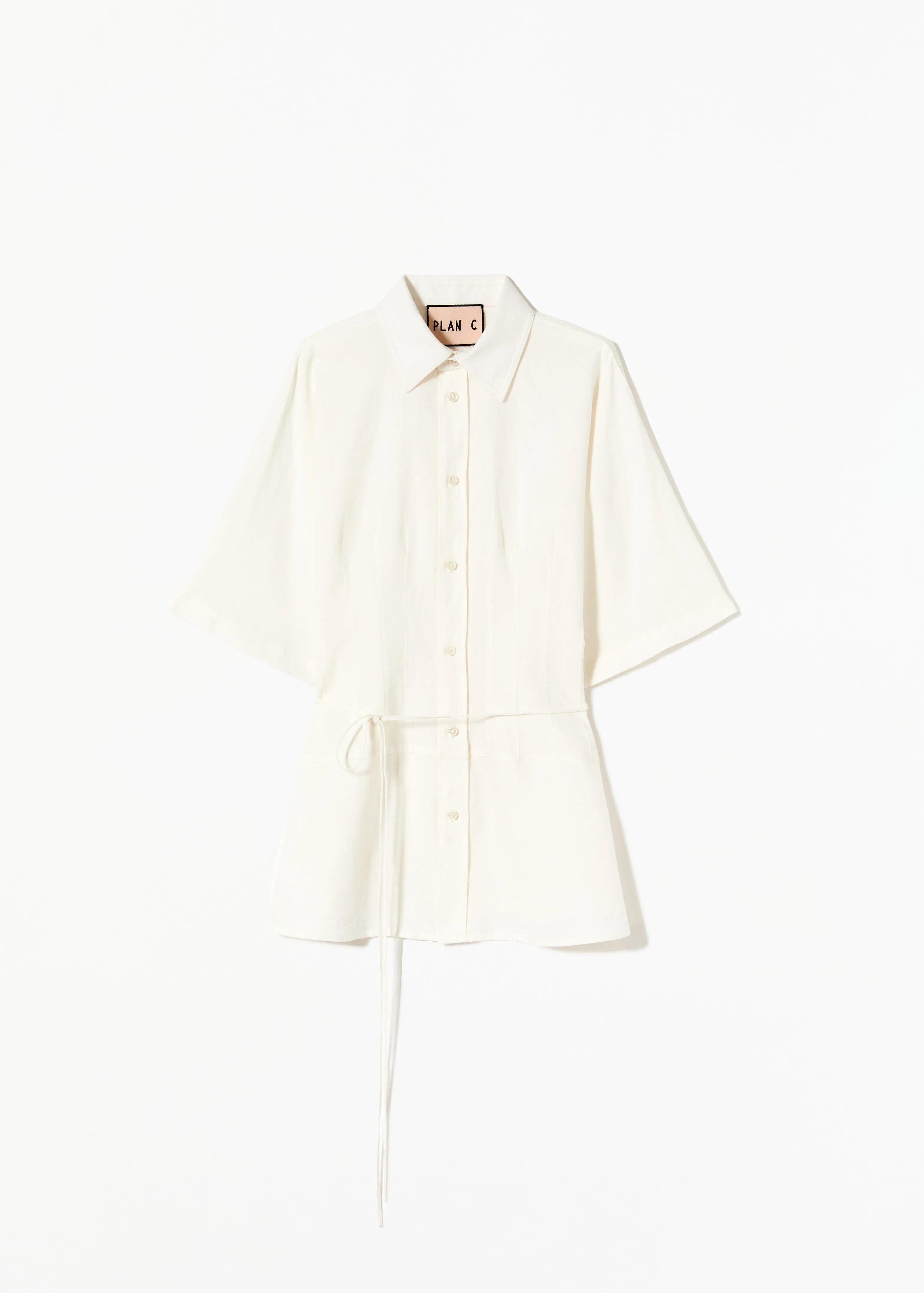 LINEN SHIRT WITH SELF TIE BELT sold by Plan C