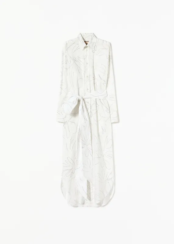 FLOWER PRINT WHITE SHIRT DRESS made by Plan C