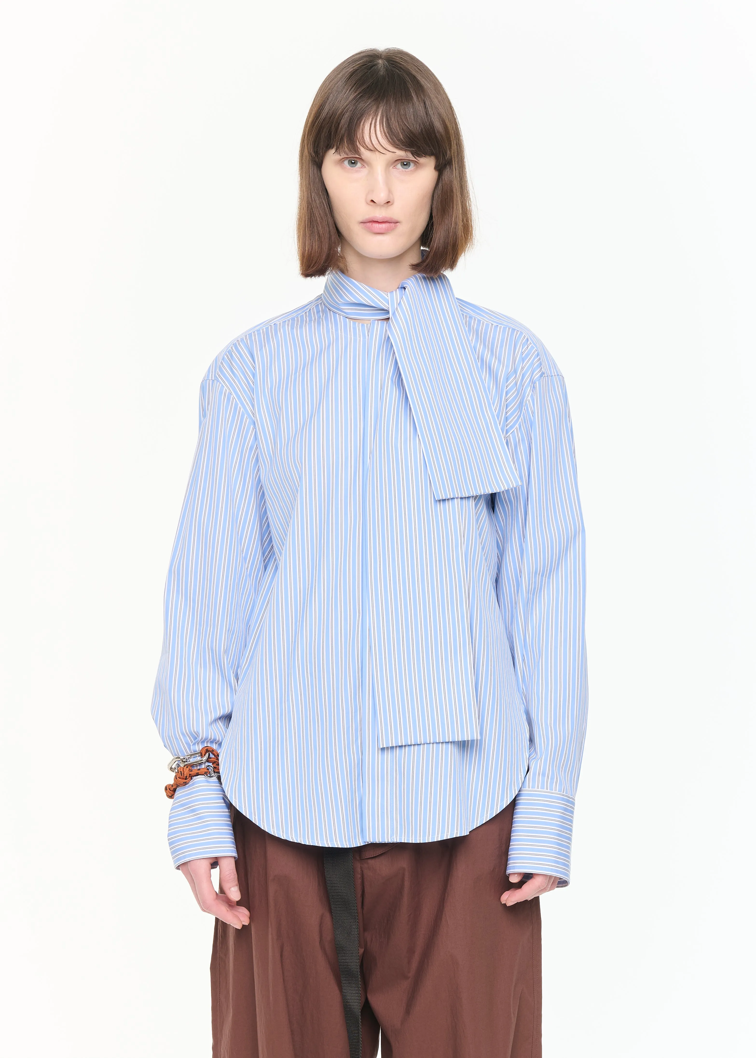STRIPED COTTON SHIRT WITH SCARF sold by Plan C product image thumbnail 3