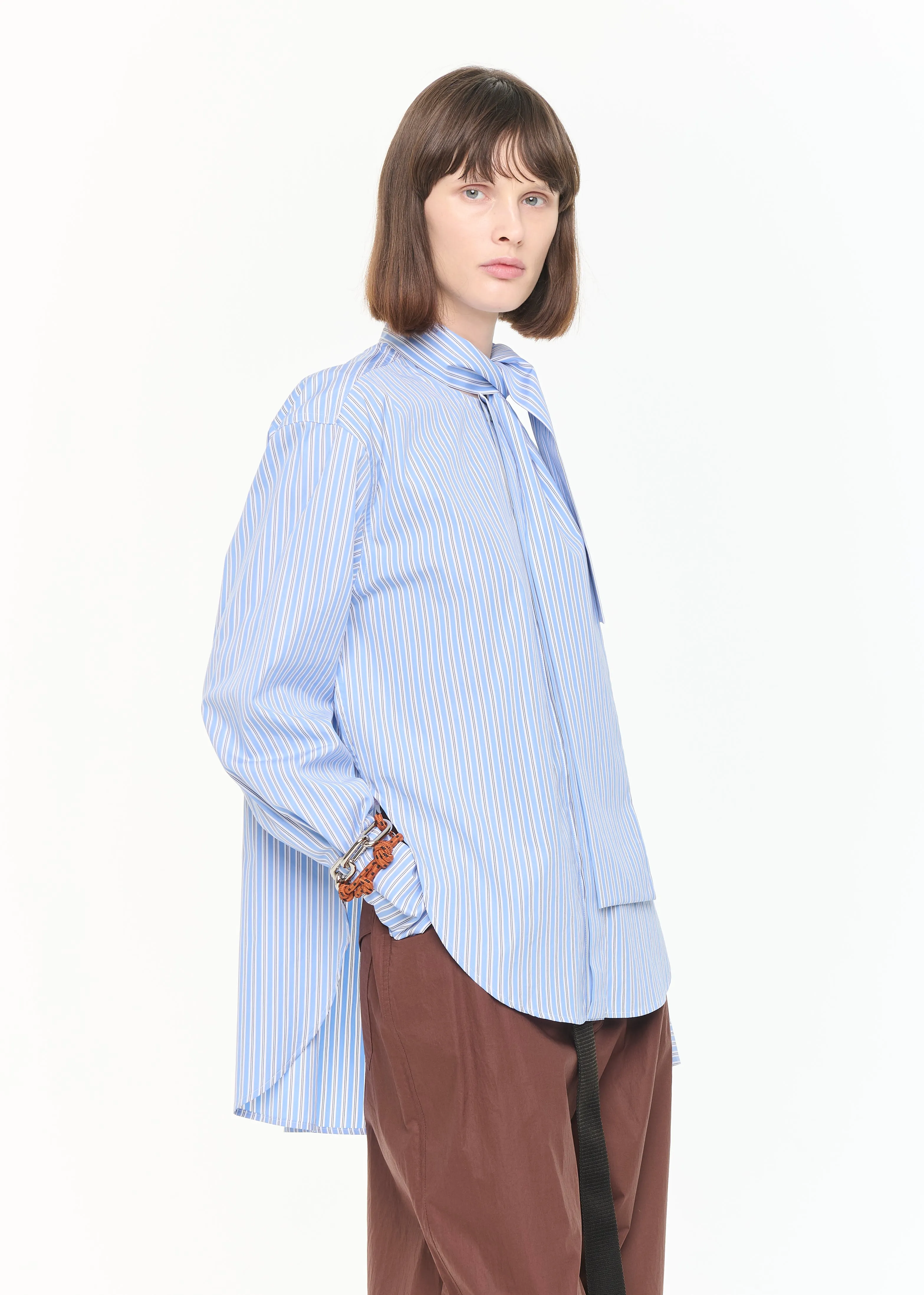 STRIPED COTTON SHIRT WITH SCARF sold by Plan C product image thumbnail 4