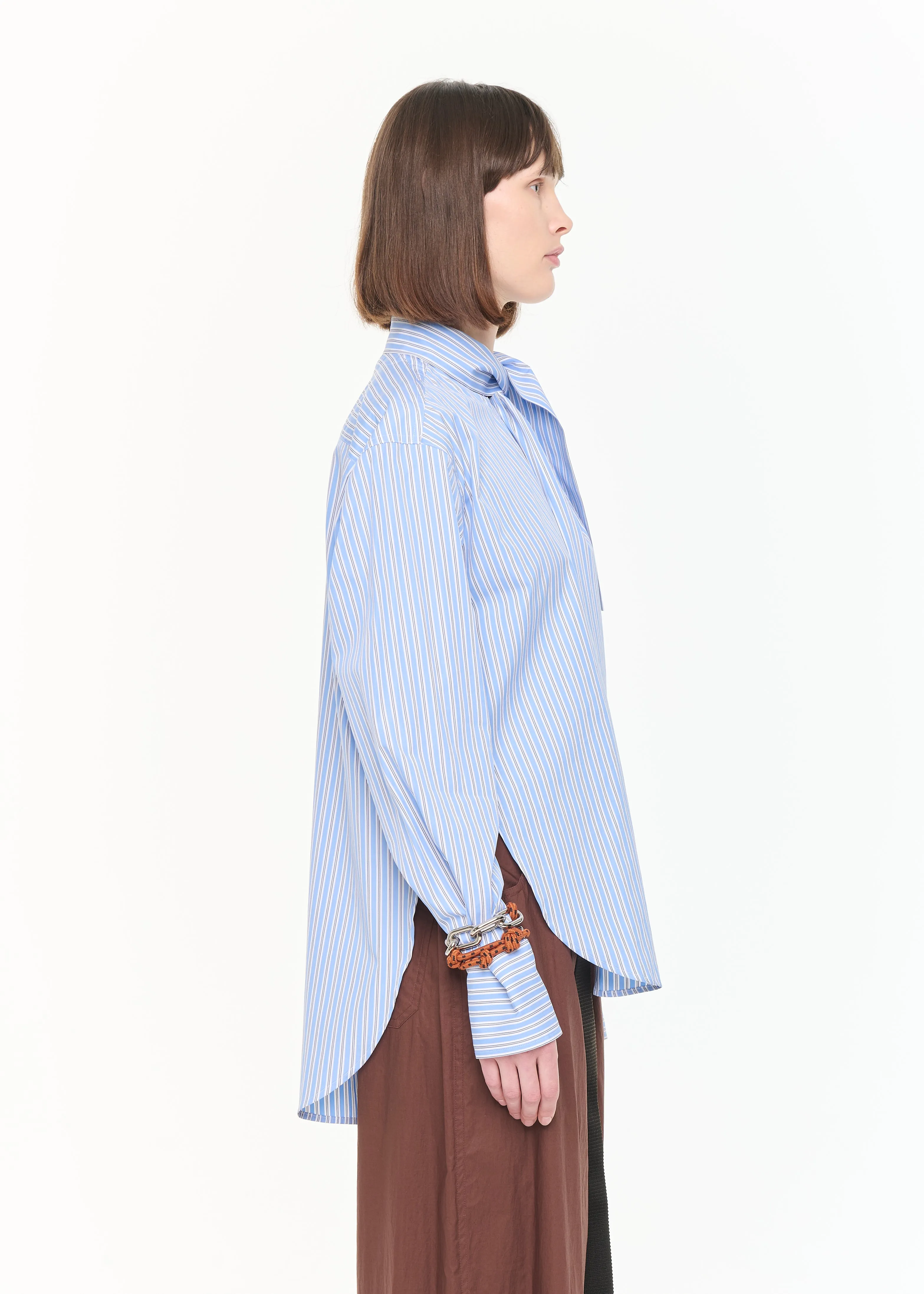 STRIPED COTTON SHIRT WITH SCARF sold by Plan C product image thumbnail 5
