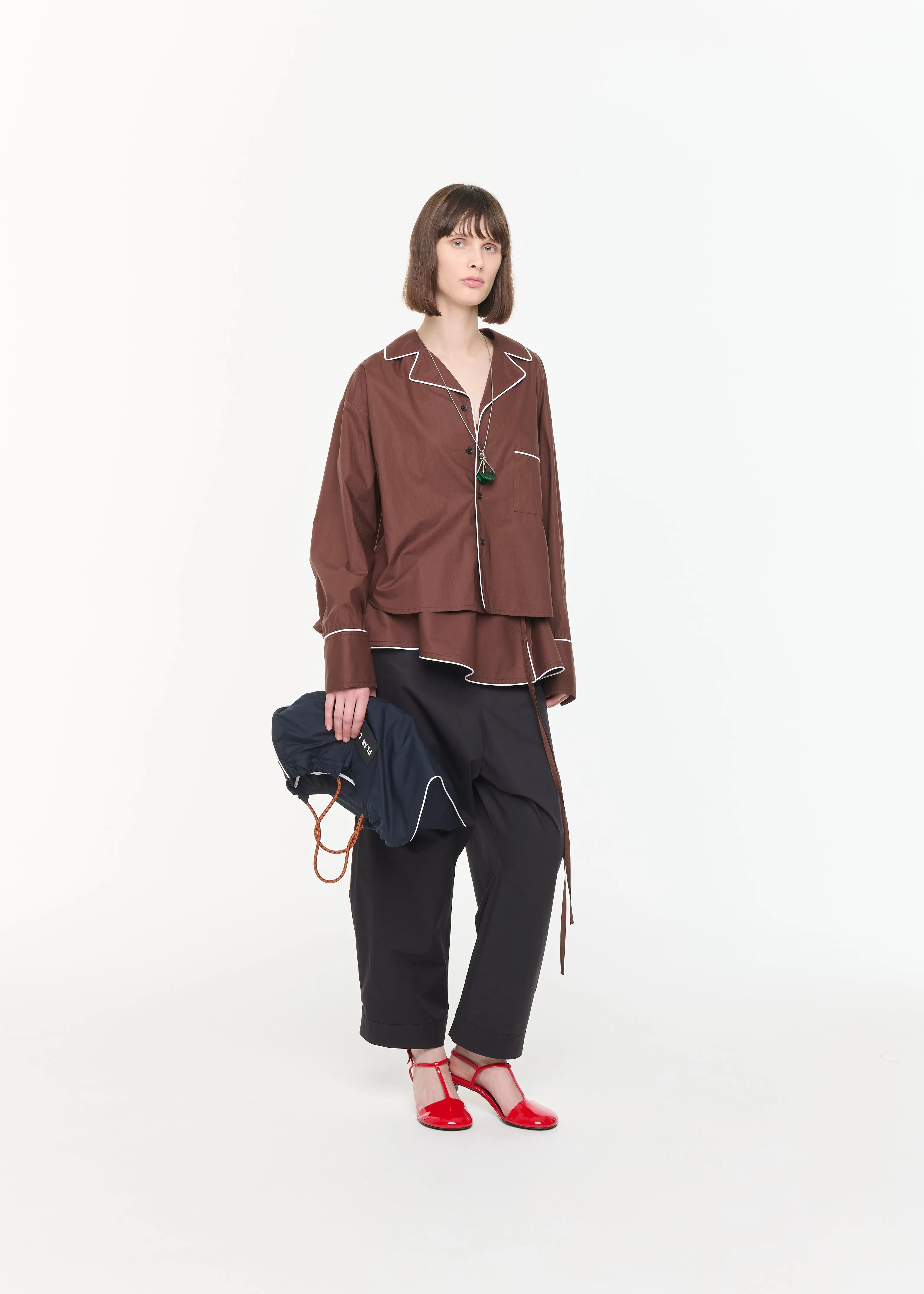 RELAXED BLACK COTTON TROUSERS sold by Plan C product image thumbnail 2