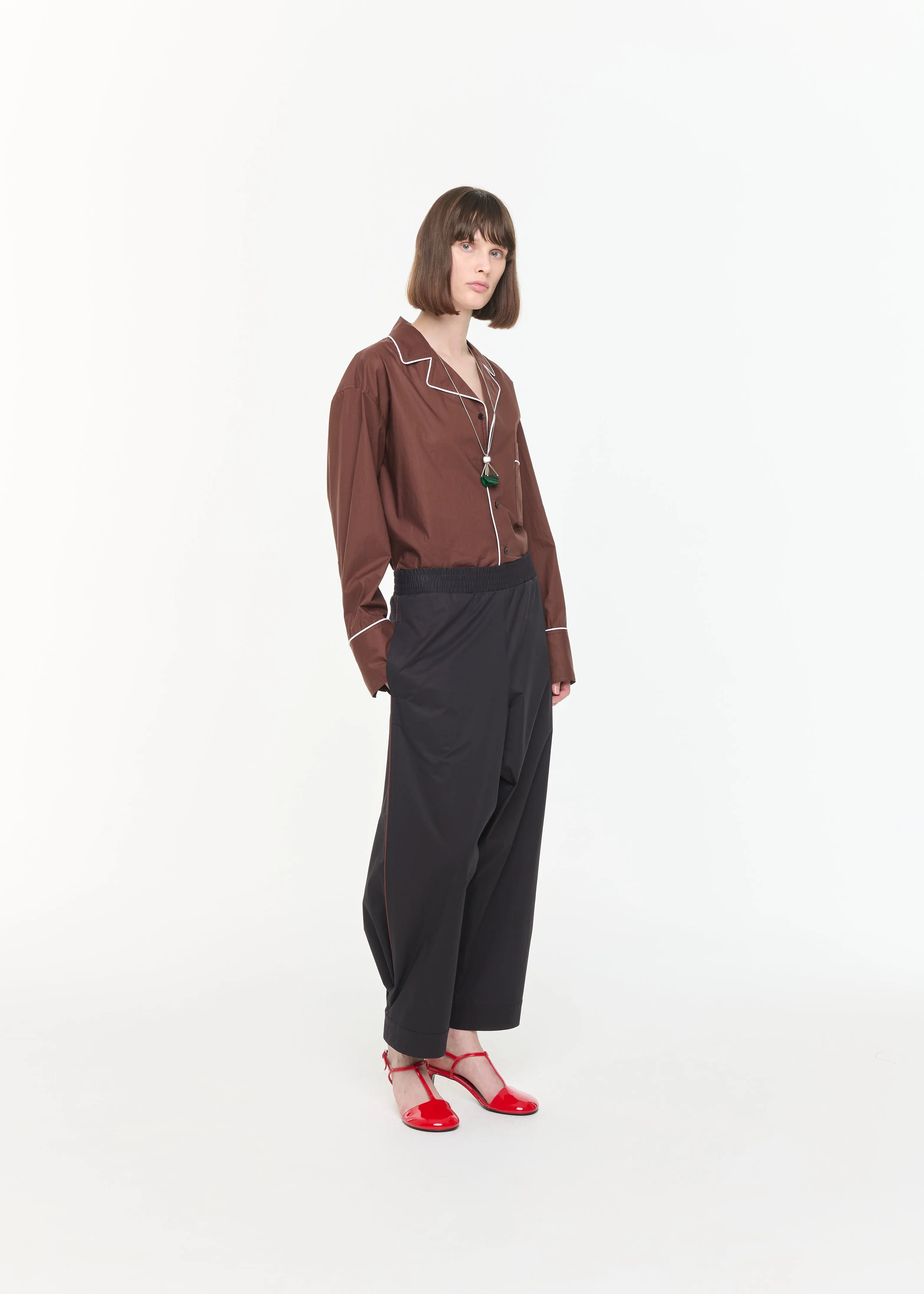 RELAXED BLACK COTTON TROUSERS sold by Plan C product image thumbnail 4