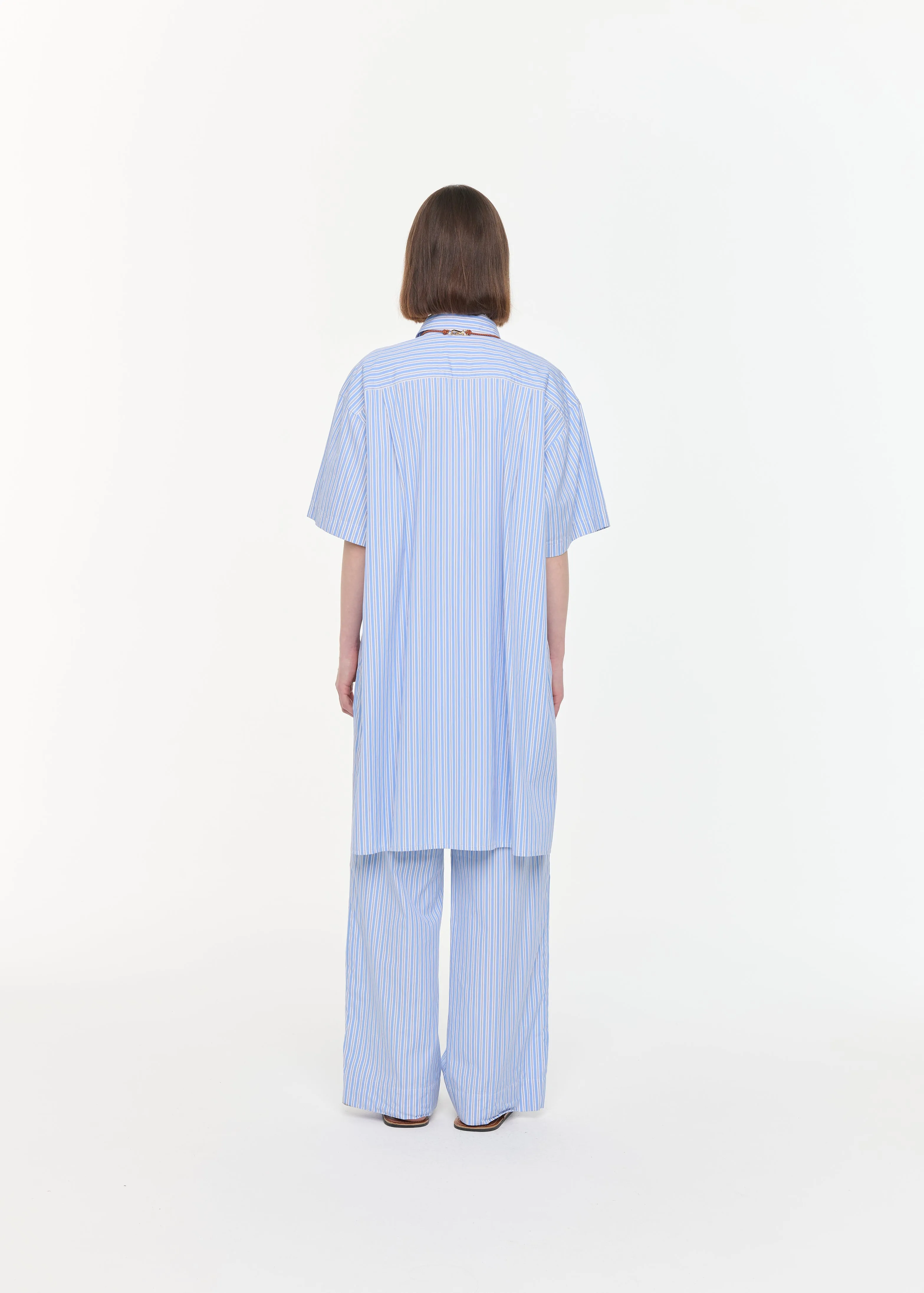 STRIPED WIDE LEG COTTON TROUSERS sold by Plan C product image thumbnail 5