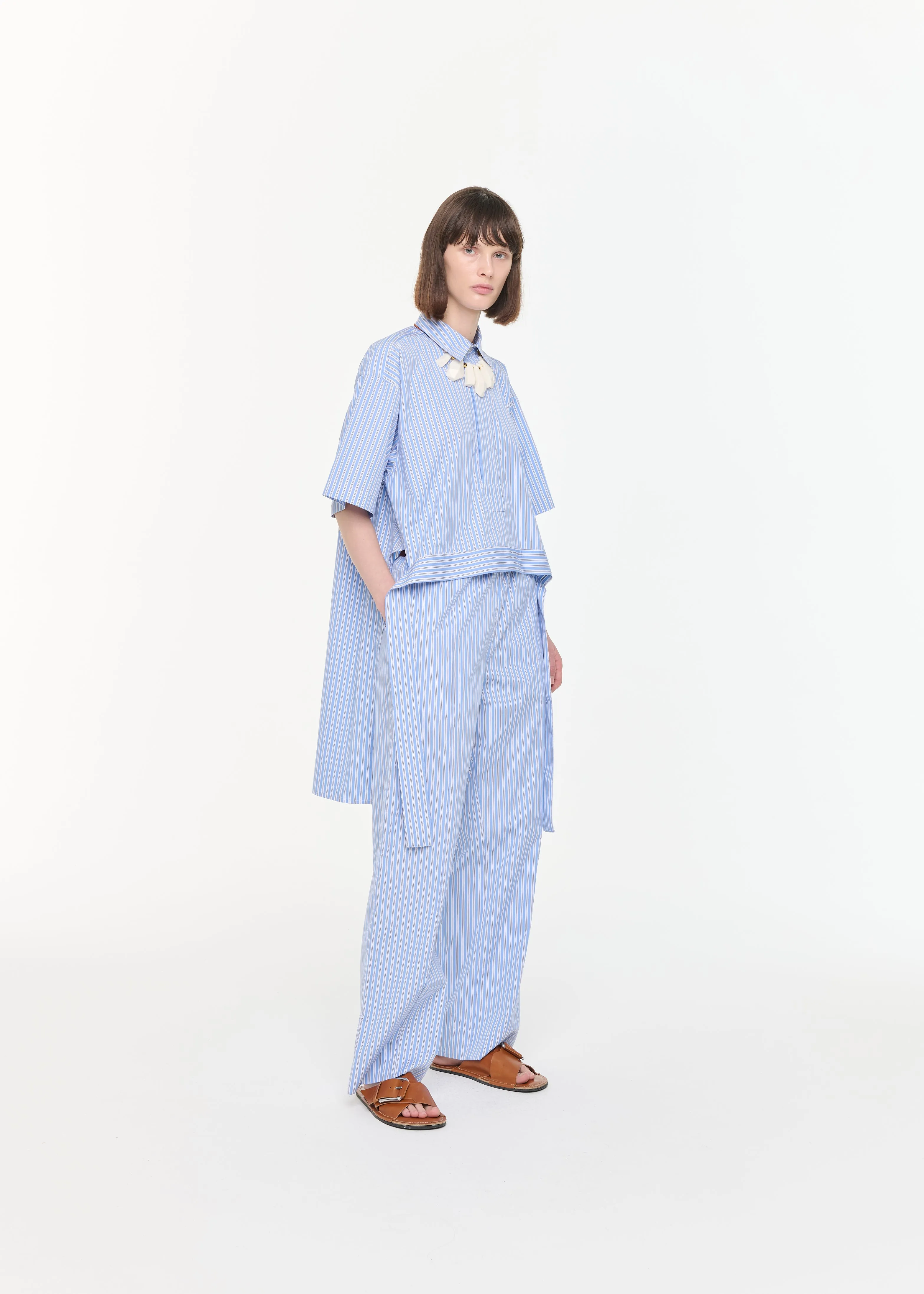 STRIPED WIDE LEG COTTON TROUSERS sold by Plan C product image thumbnail 3