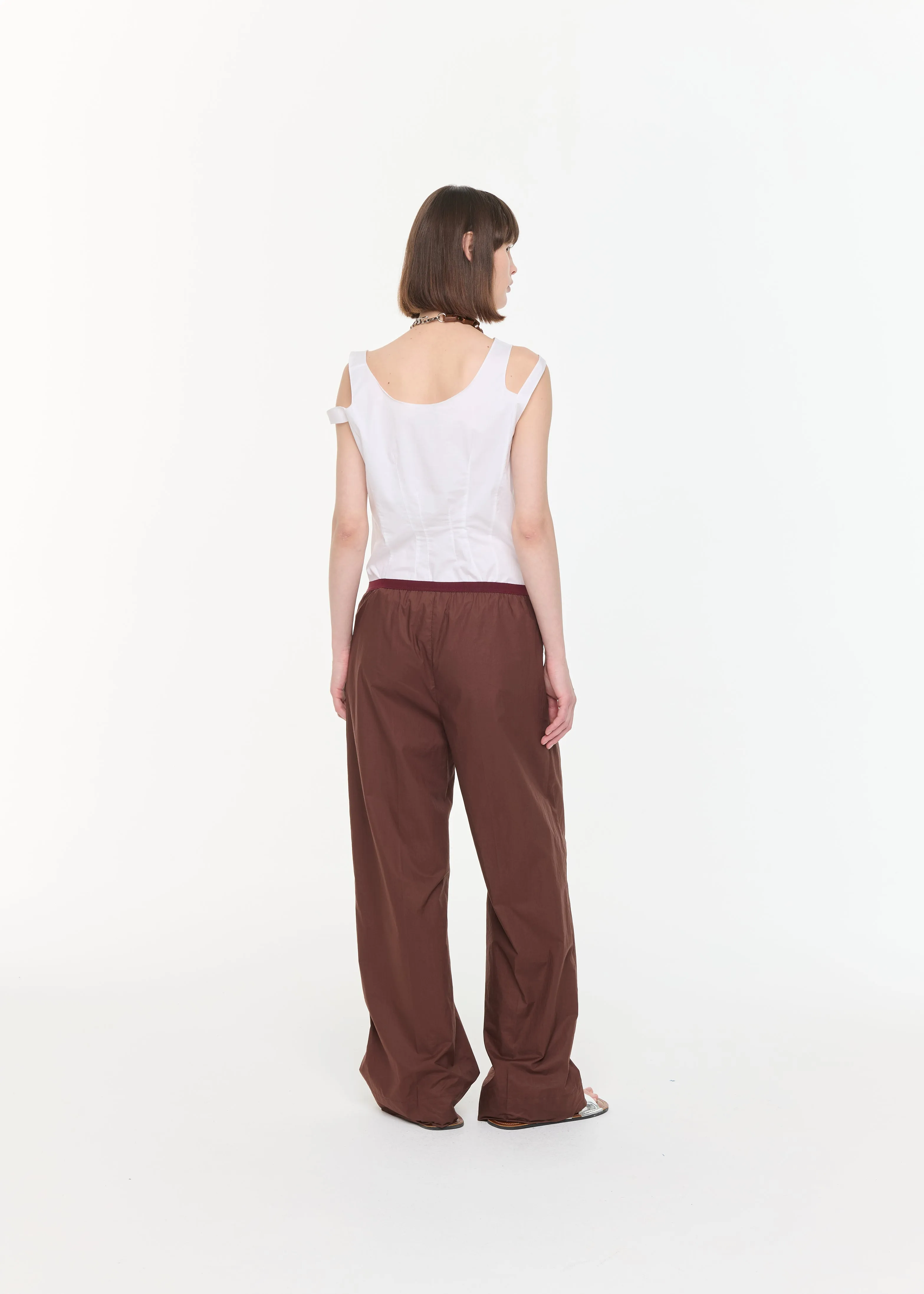 BROWN WIDE LEG COTTON TROUSERS sold by Plan C product image thumbnail 5