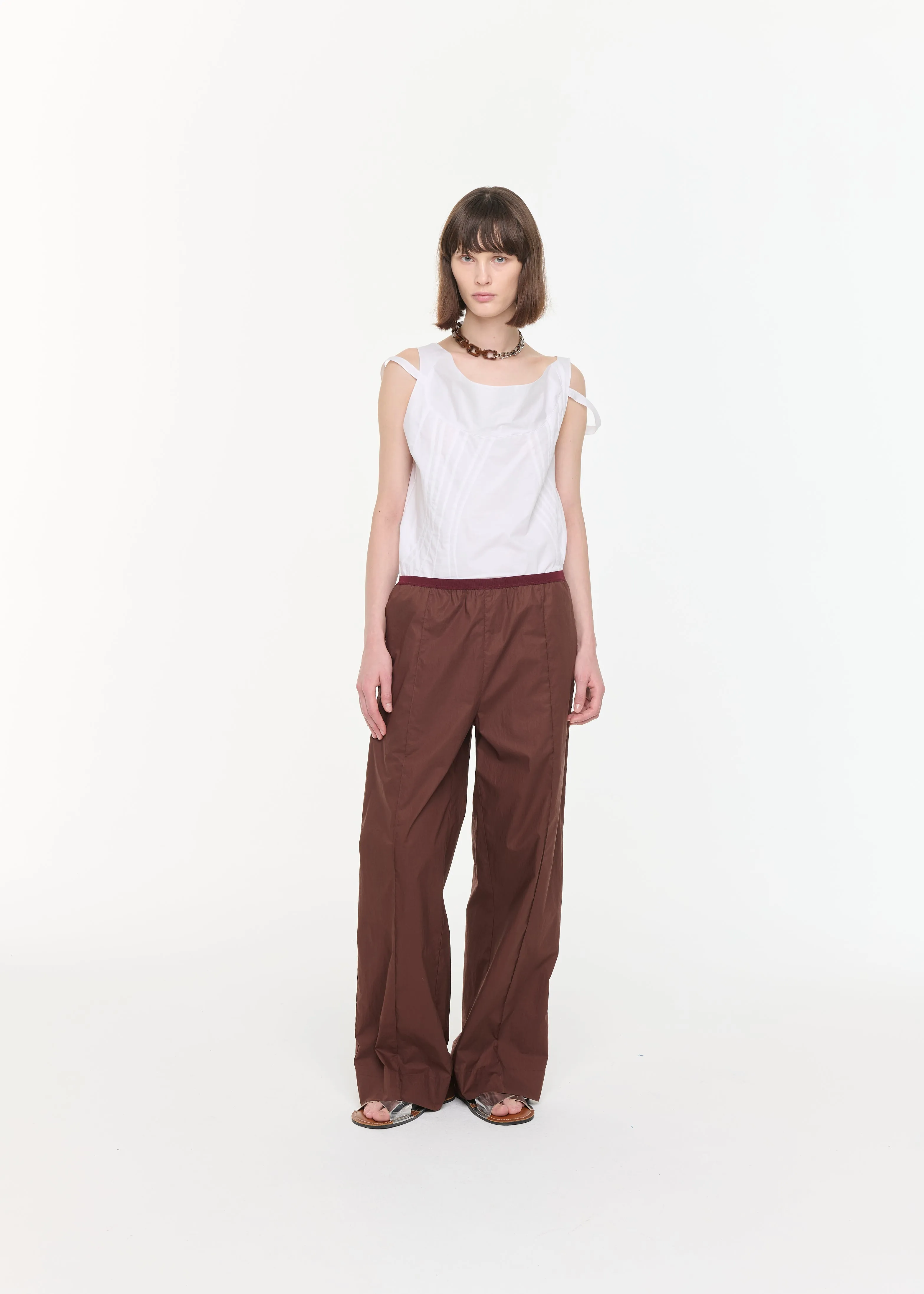 BROWN WIDE LEG COTTON TROUSERS sold by Plan C product image thumbnail 2