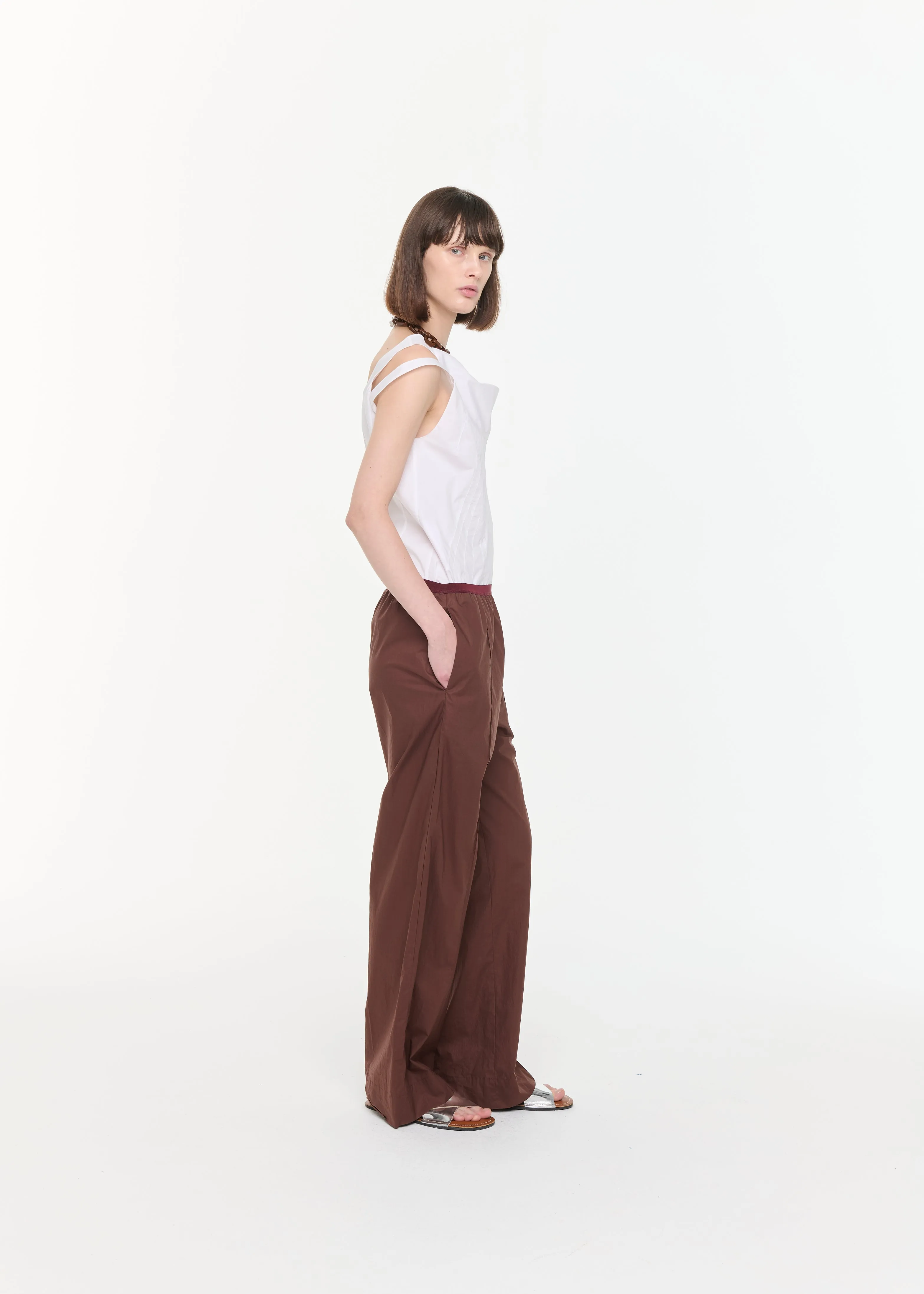 BROWN WIDE LEG COTTON TROUSERS sold by Plan C product image thumbnail 3