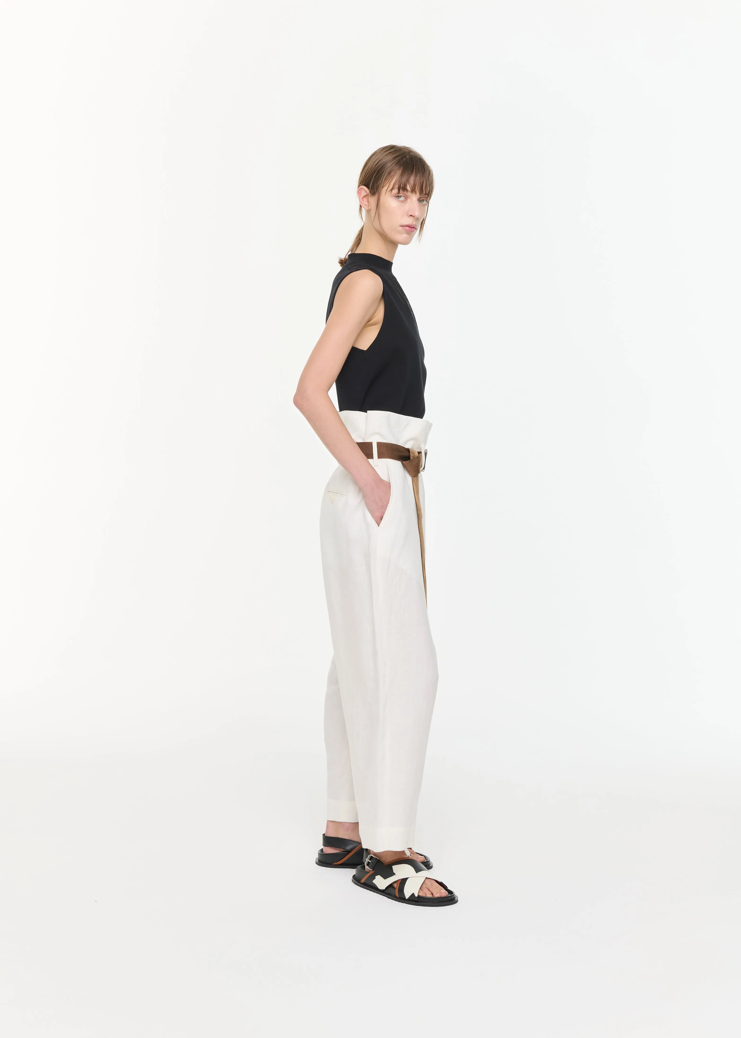 LINEN HIGH WAIST TROUSERS sold by Plan C product image thumbnail 4