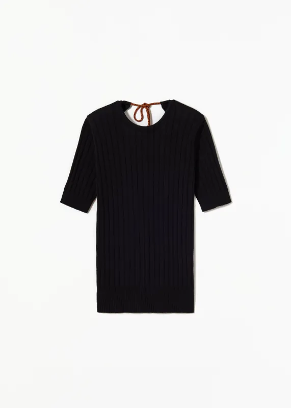 SHORT SLEEVES RIBBED KNIT made by Plan C