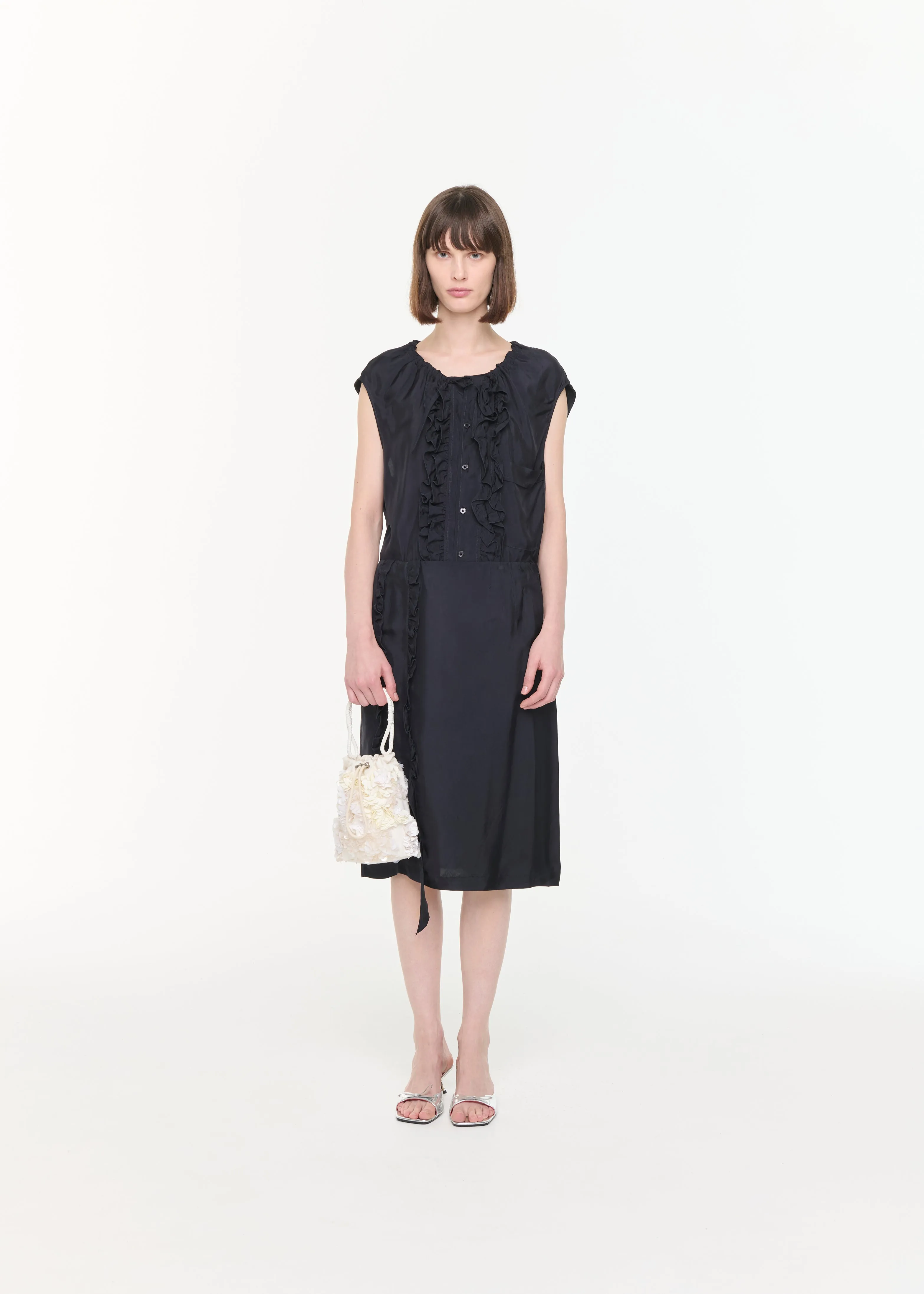 BLUE BLACK MIDI SKIRT WITH RUFFLES sold by Plan C product image thumbnail 2