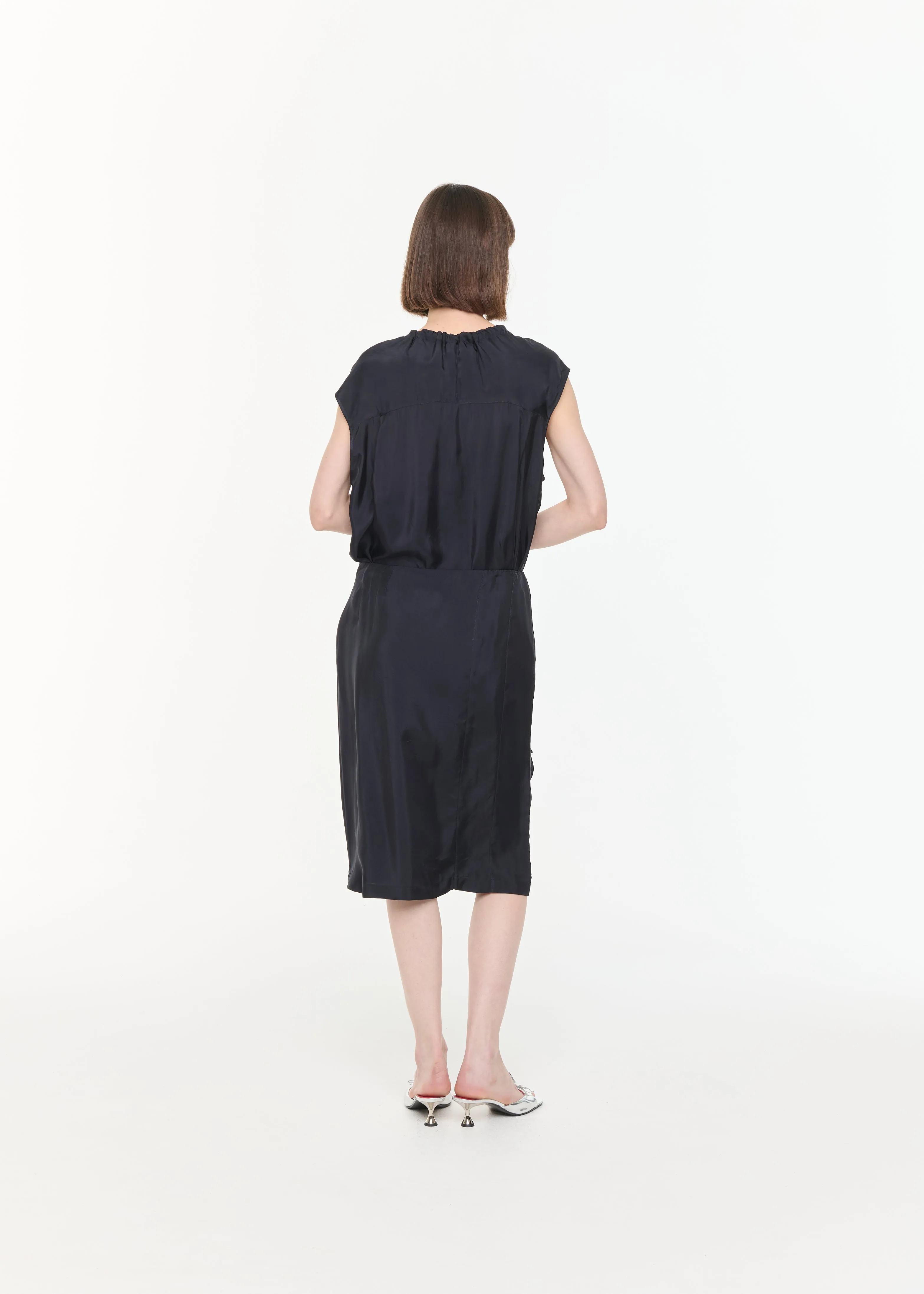 BLUE BLACK MIDI SKIRT WITH RUFFLES sold by Plan C product image thumbnail 5