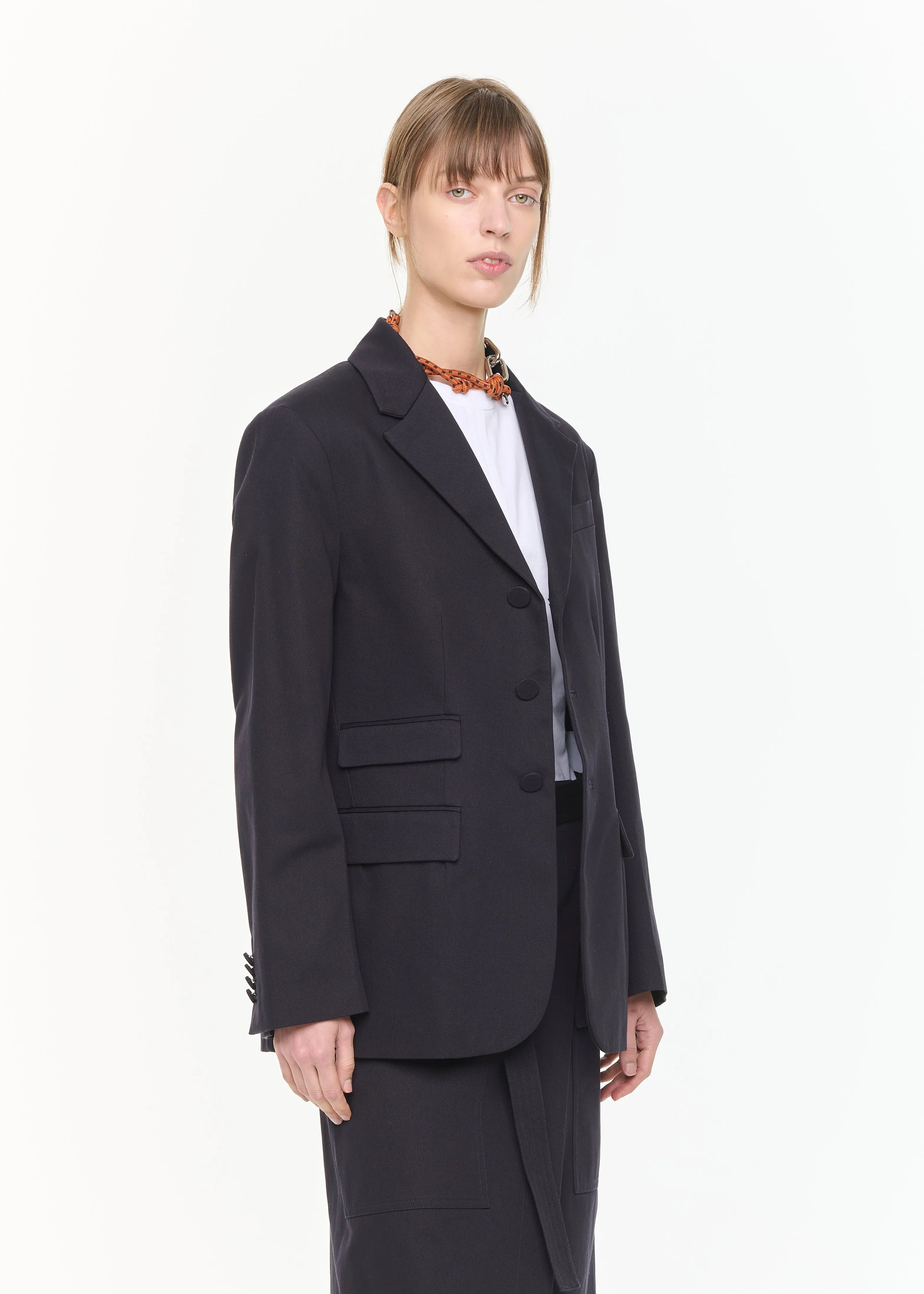 BLUE BLACK COTTON BLAZER sold by Plan C product image thumbnail 4