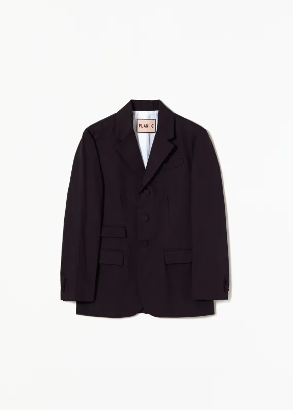 BLUE BLACK COTTON BLAZER made by Plan C