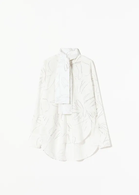 FLOWER PRINT COTTON SHIRT WITH SCARF made by Plan C