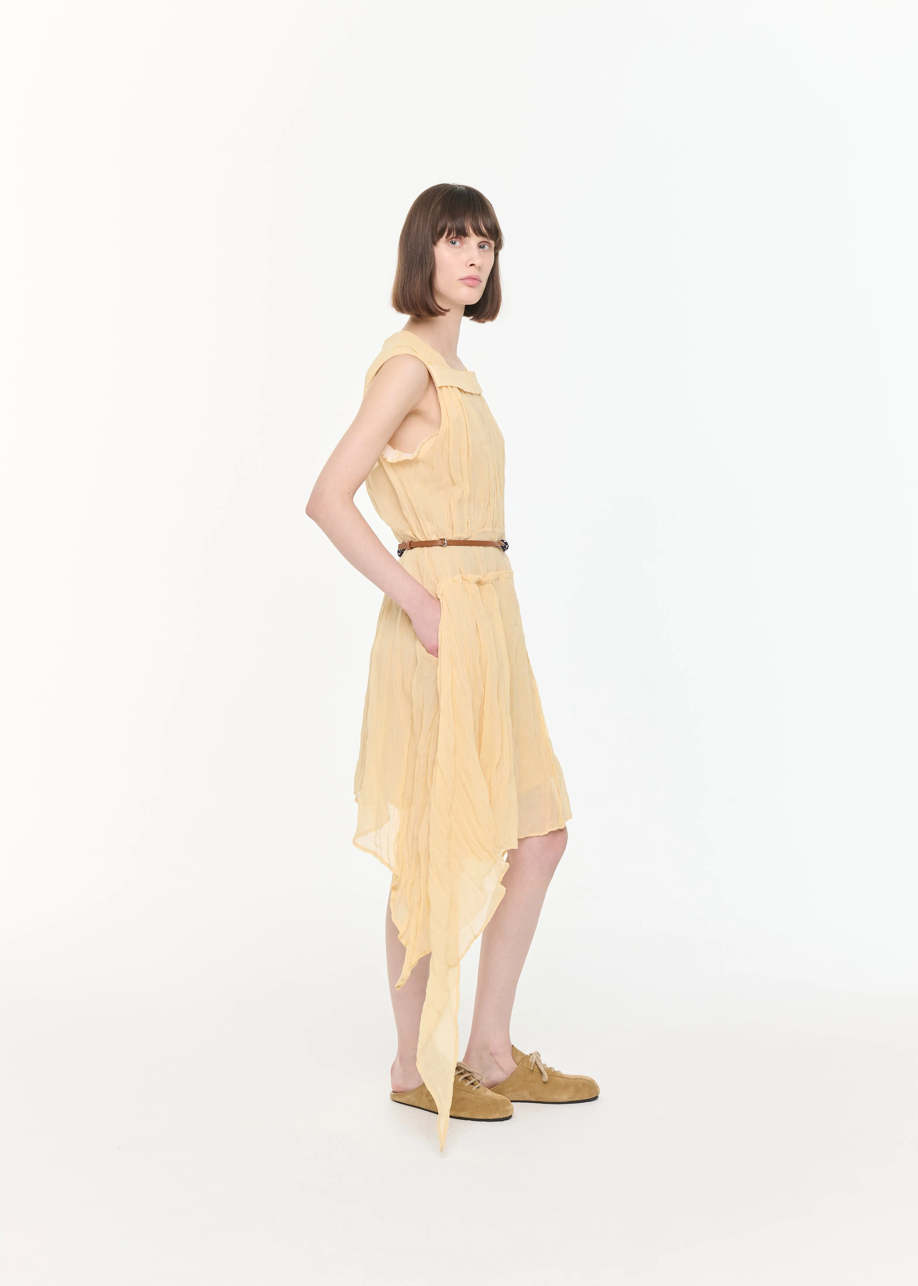 MIDI ASYMMETRIC CRINKLED COTTON GAUZE DRESS sold by Plan C product image thumbnail 4