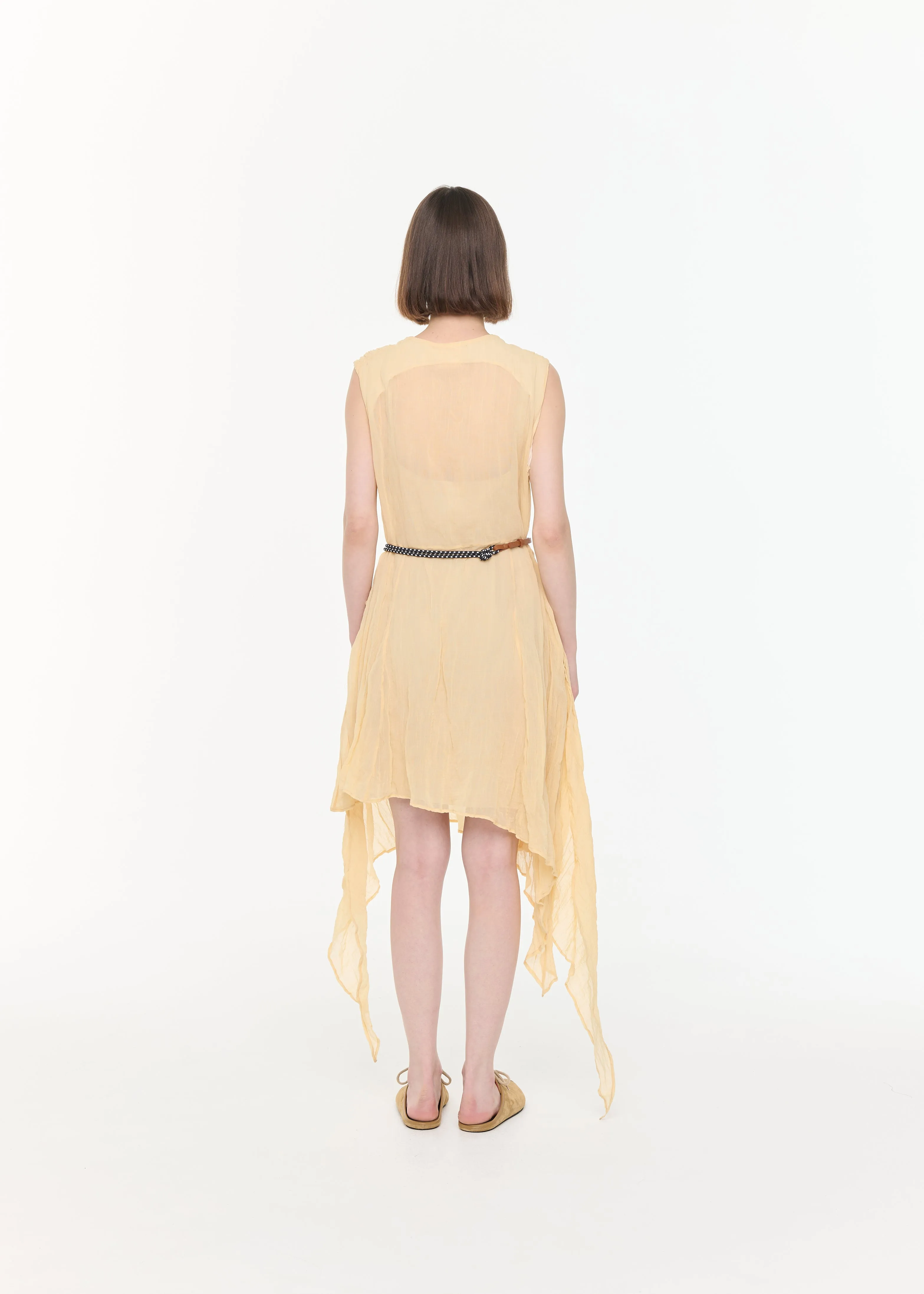 MIDI ASYMMETRIC CRINKLED COTTON GAUZE DRESS sold by Plan C product image thumbnail 5