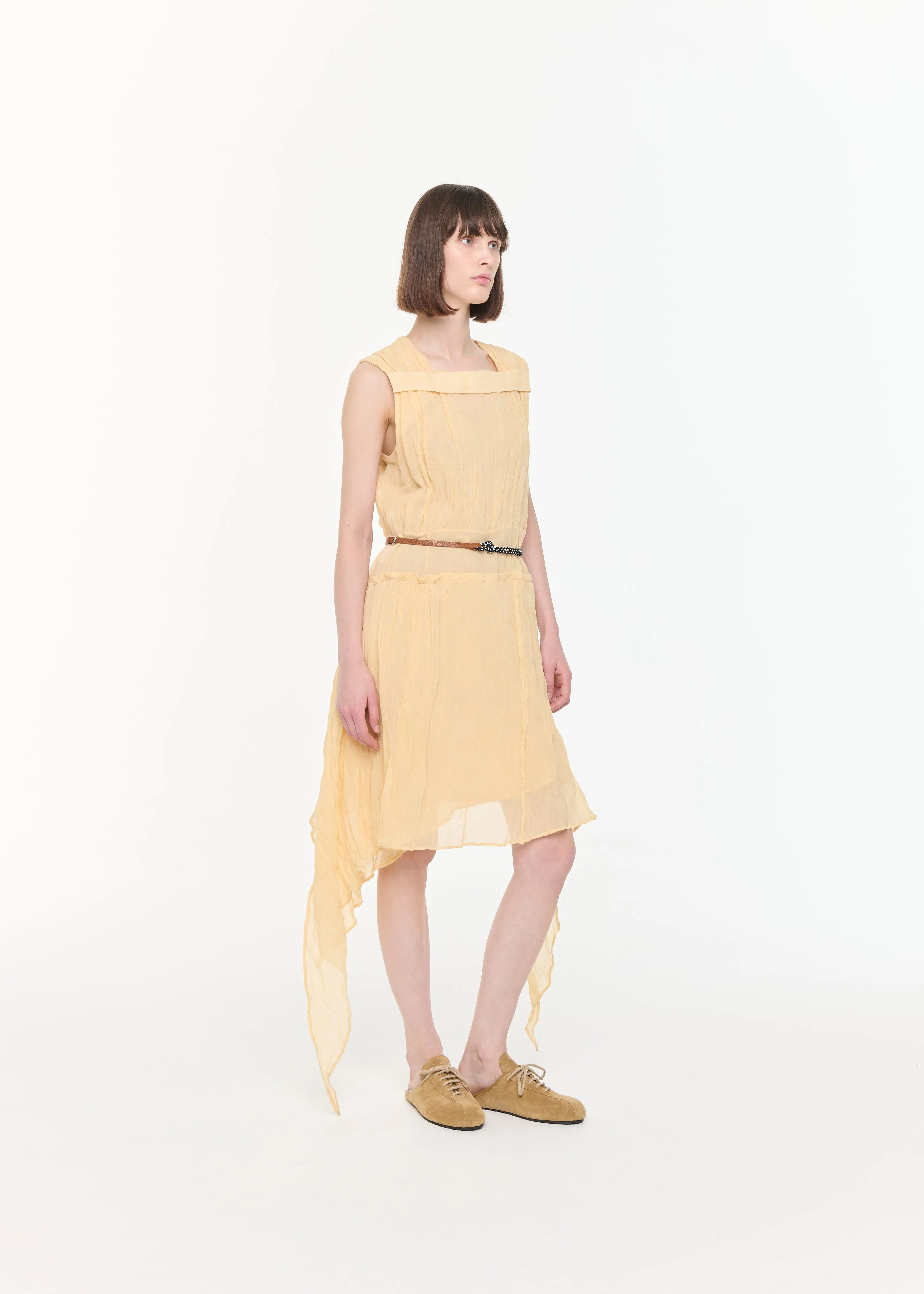 MIDI ASYMMETRIC CRINKLED COTTON GAUZE DRESS sold by Plan C product image thumbnail 3