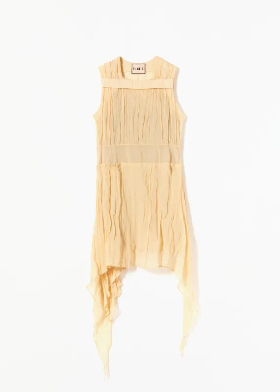 MIDI ASYMMETRIC CRINKLED COTTON GAUZE DRESS made by Plan C