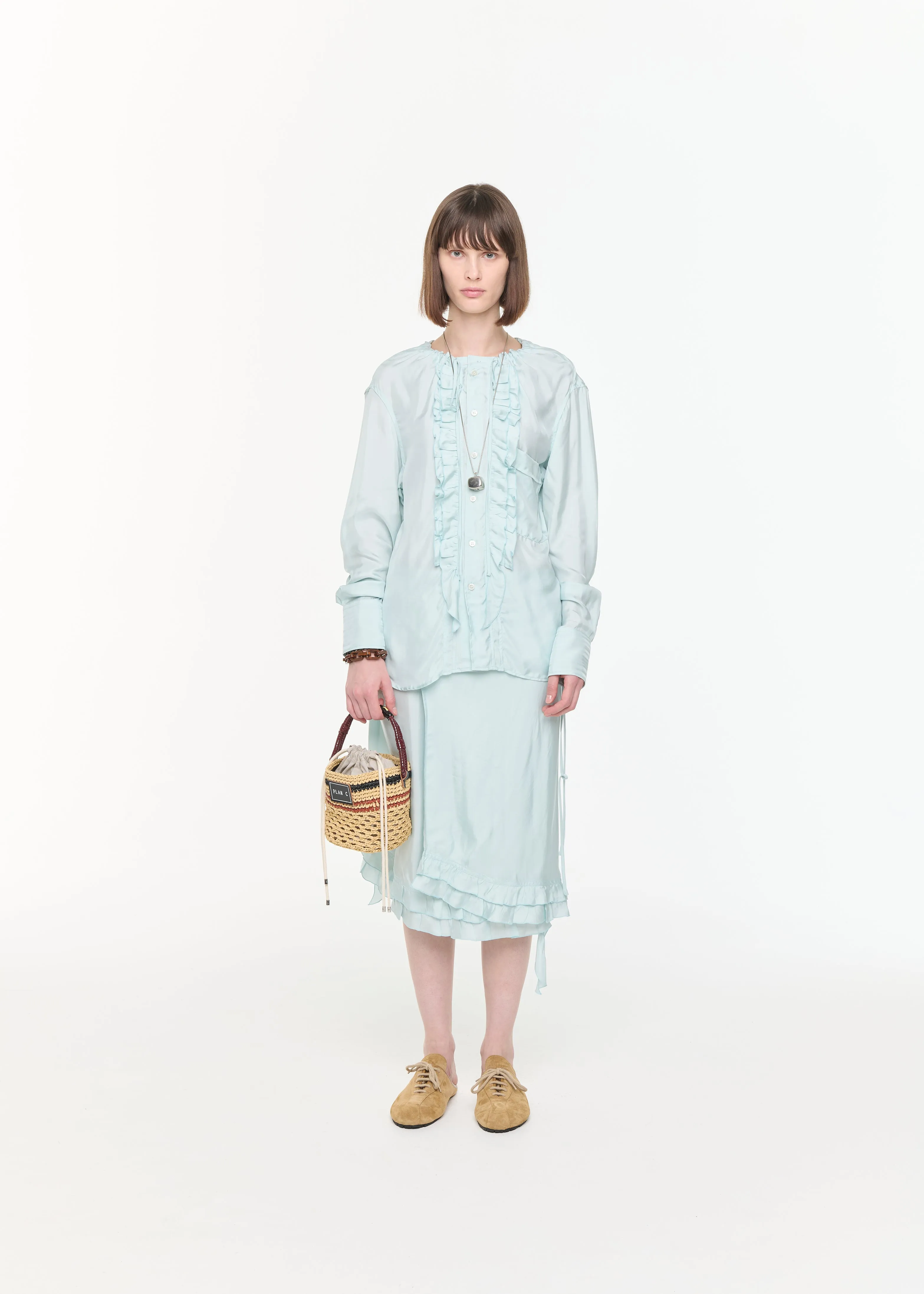 RUFFLED LIGHT VISCOSE SHIRT sold by Plan C product image thumbnail 5