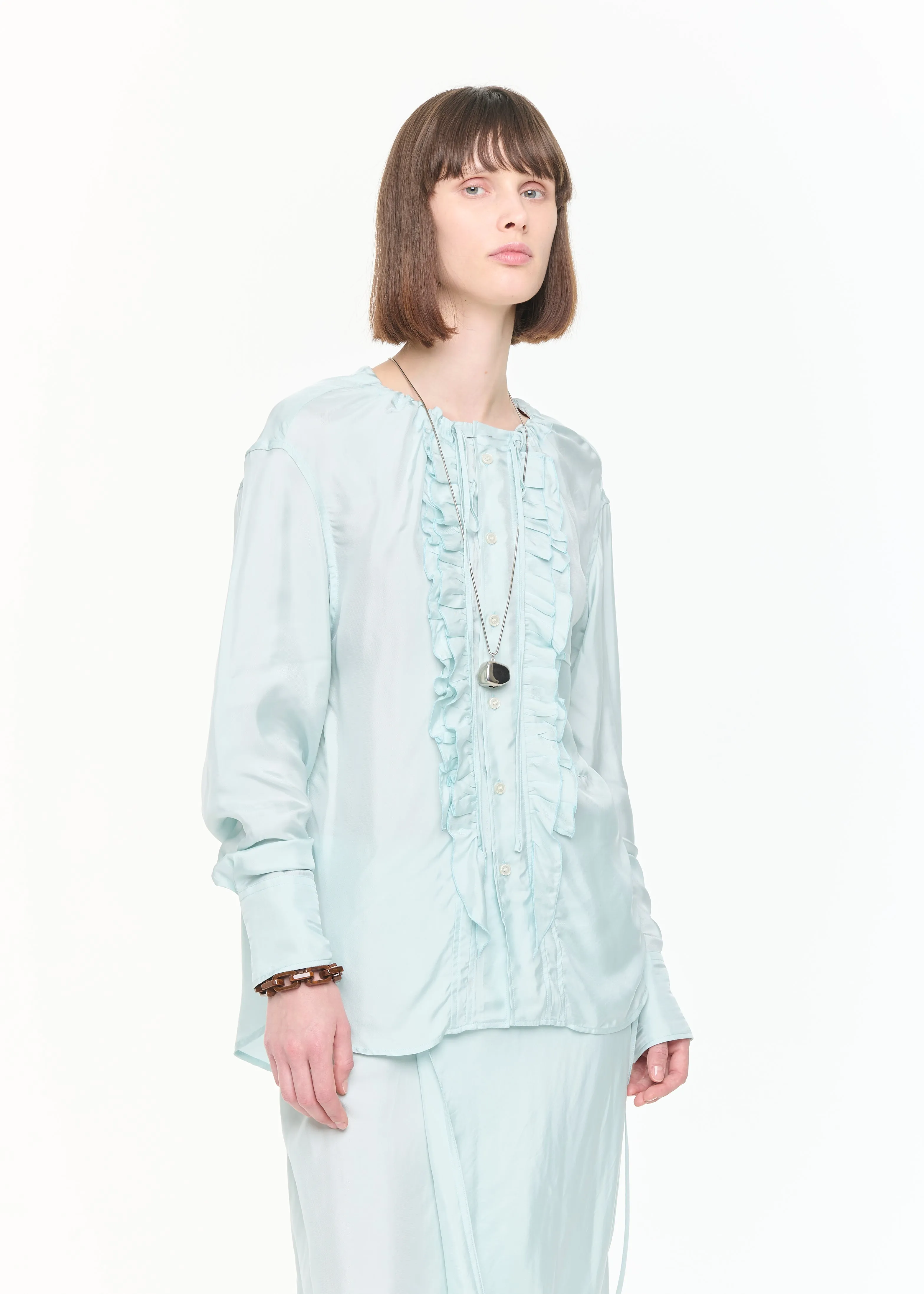 RUFFLED LIGHT VISCOSE SHIRT sold by Plan C product image thumbnail 3