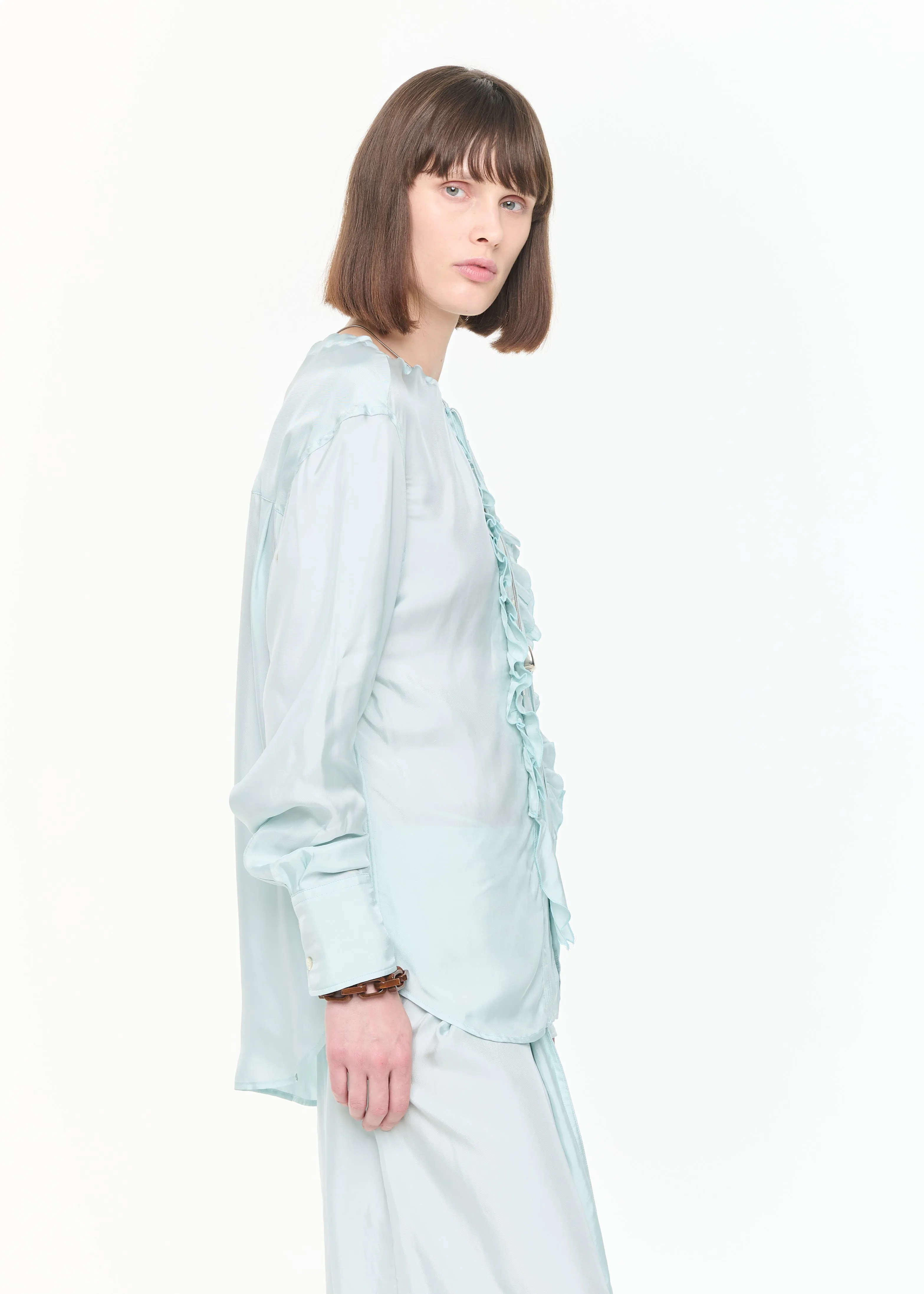 RUFFLED LIGHT VISCOSE SHIRT sold by Plan C product image thumbnail 4