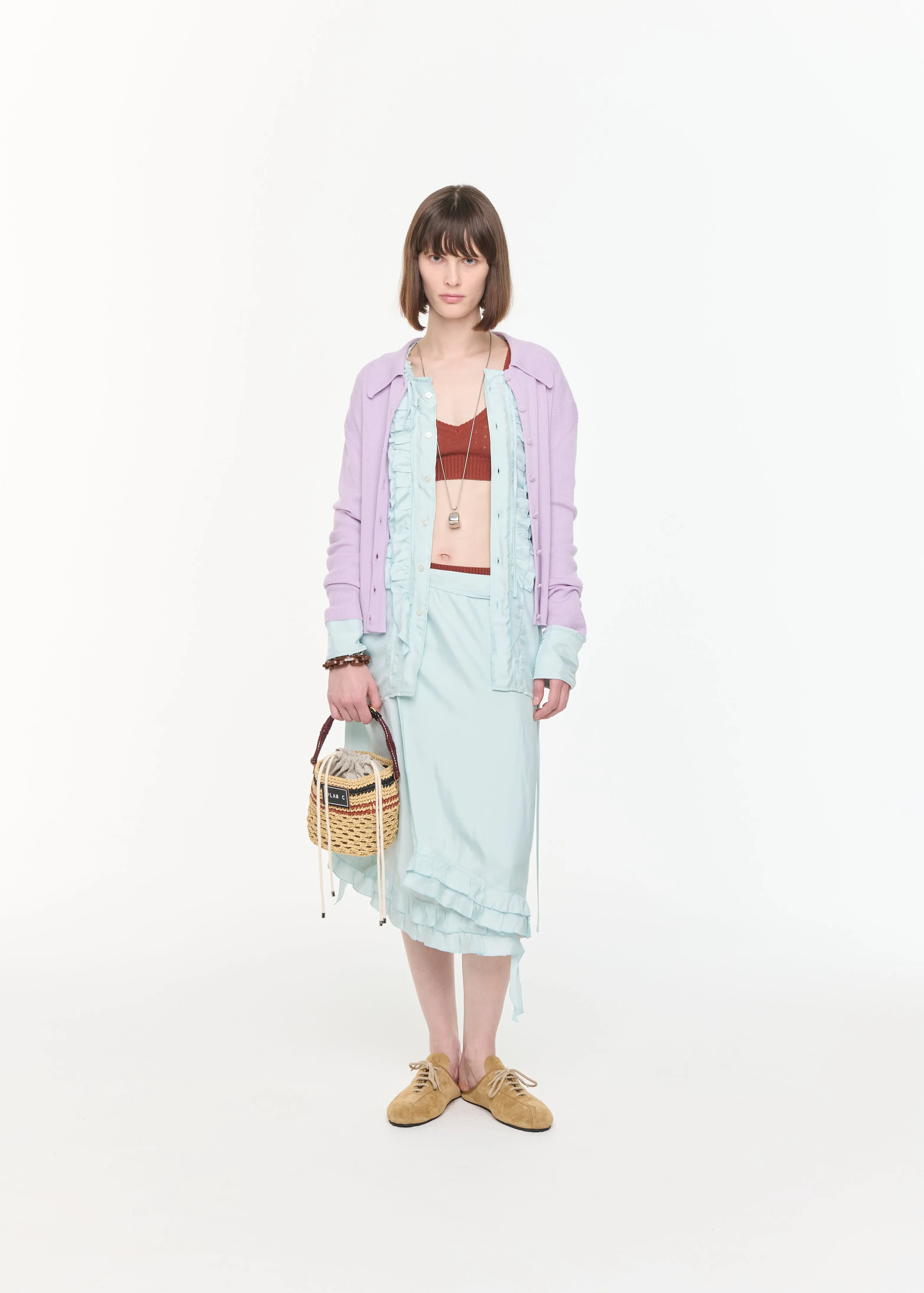 RUFFLED LIGHT VISCOSE SHIRT sold by Plan C product image thumbnail 2