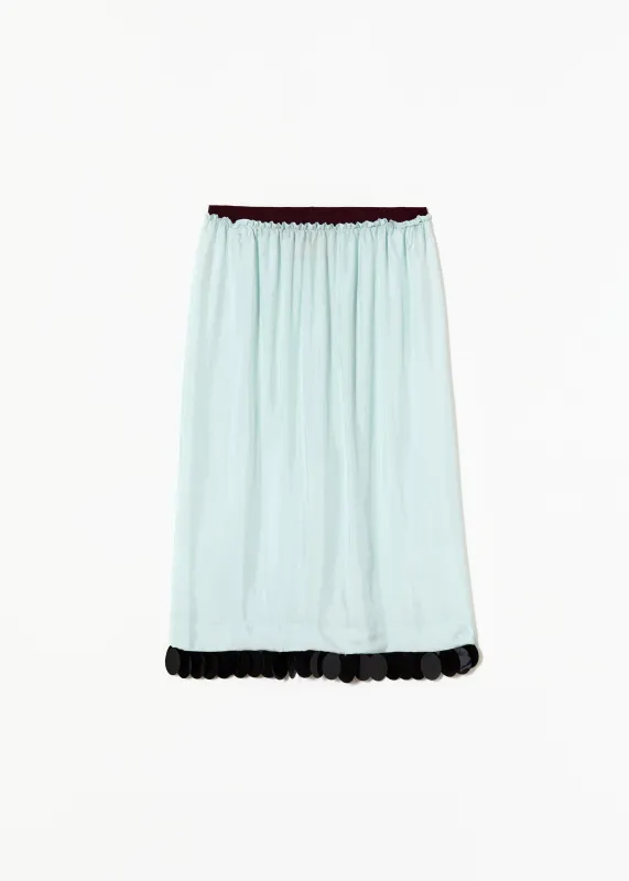 LIGHT BLUE MIDI SKIRT WITH SEQUIN HEM made by Plan C