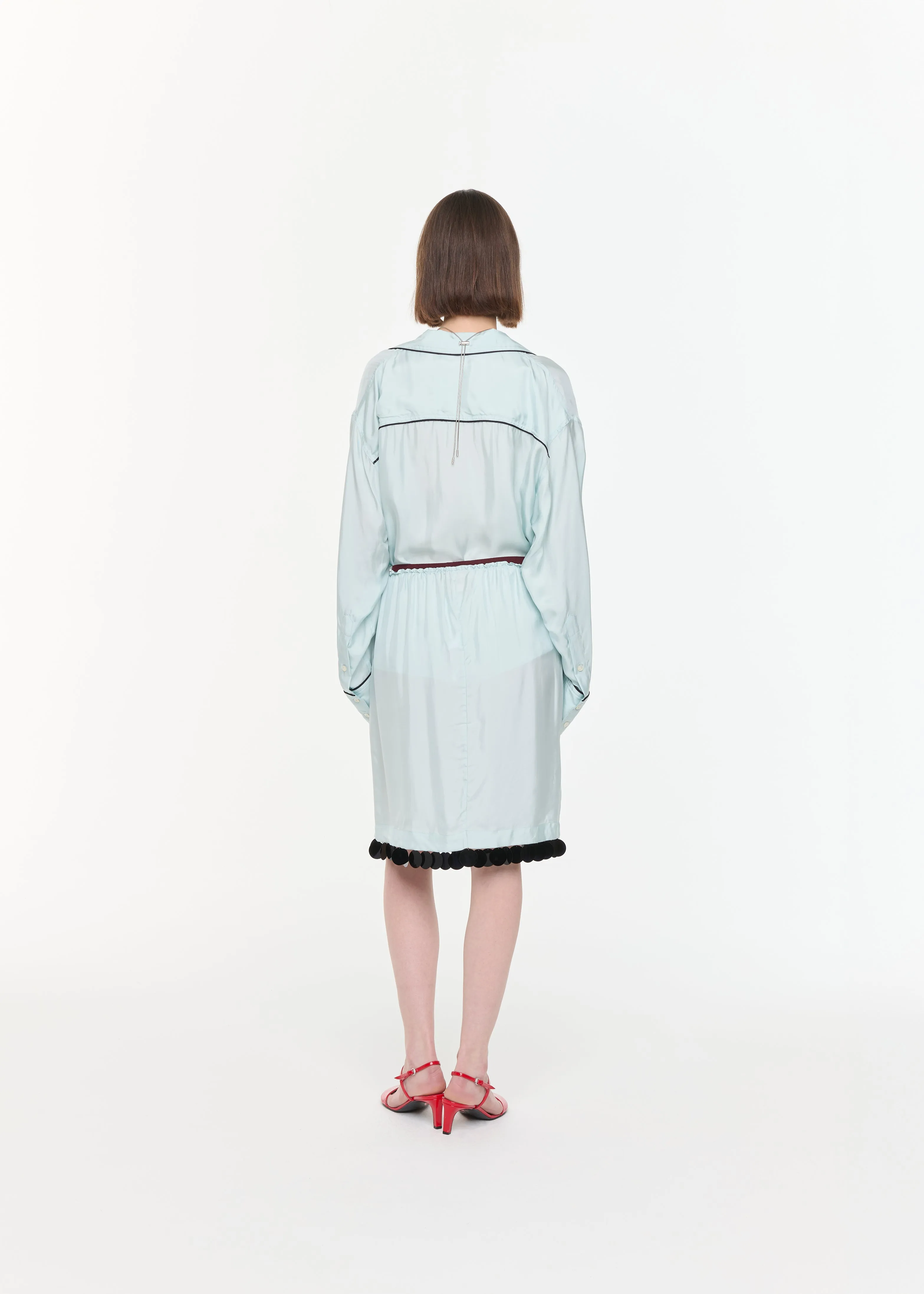 LIGHT BLUE MIDI SKIRT WITH SEQUIN HEM sold by Plan C product image thumbnail 5