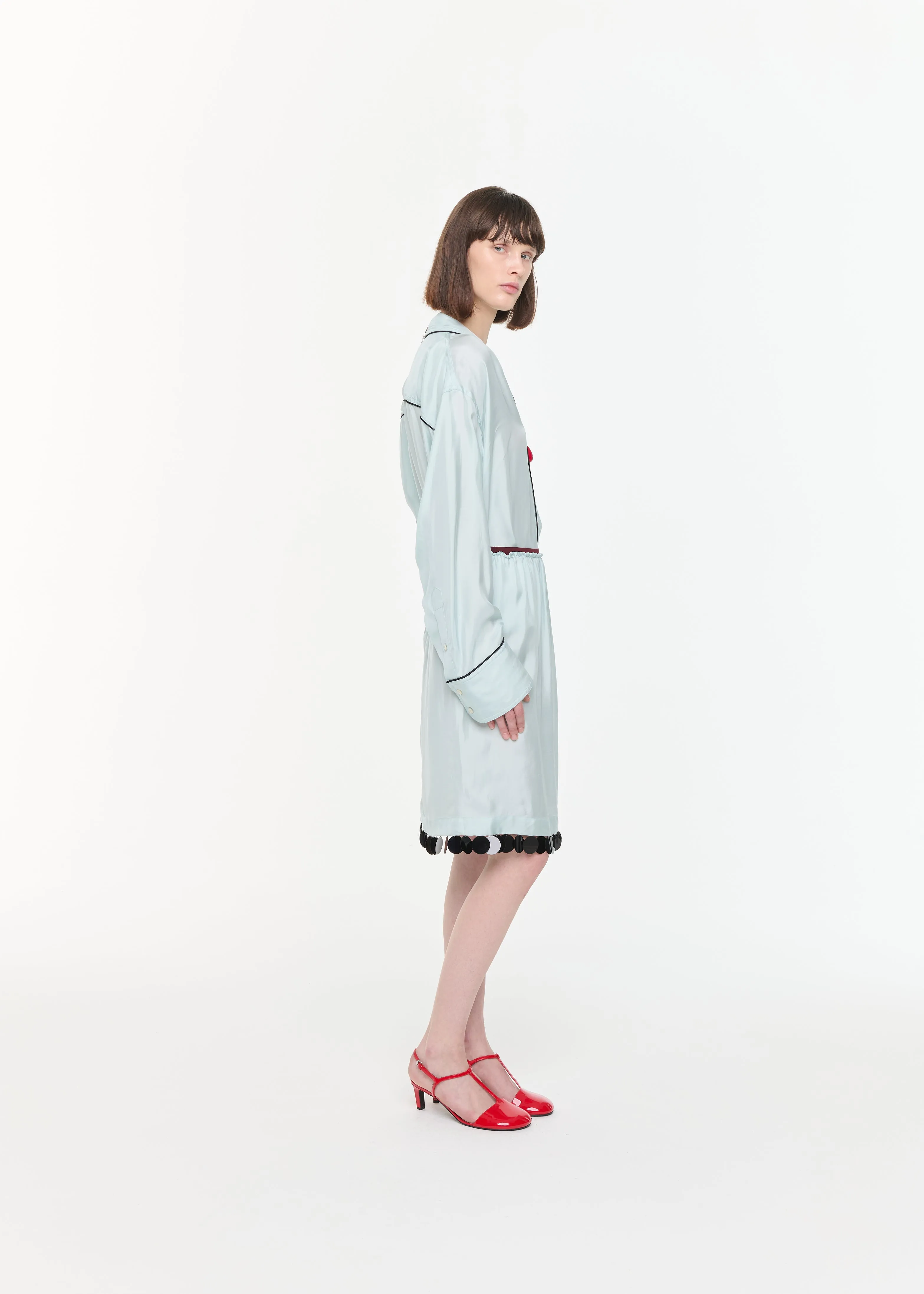 LIGHT BLUE MIDI SKIRT WITH SEQUIN HEM sold by Plan C product image thumbnail 4